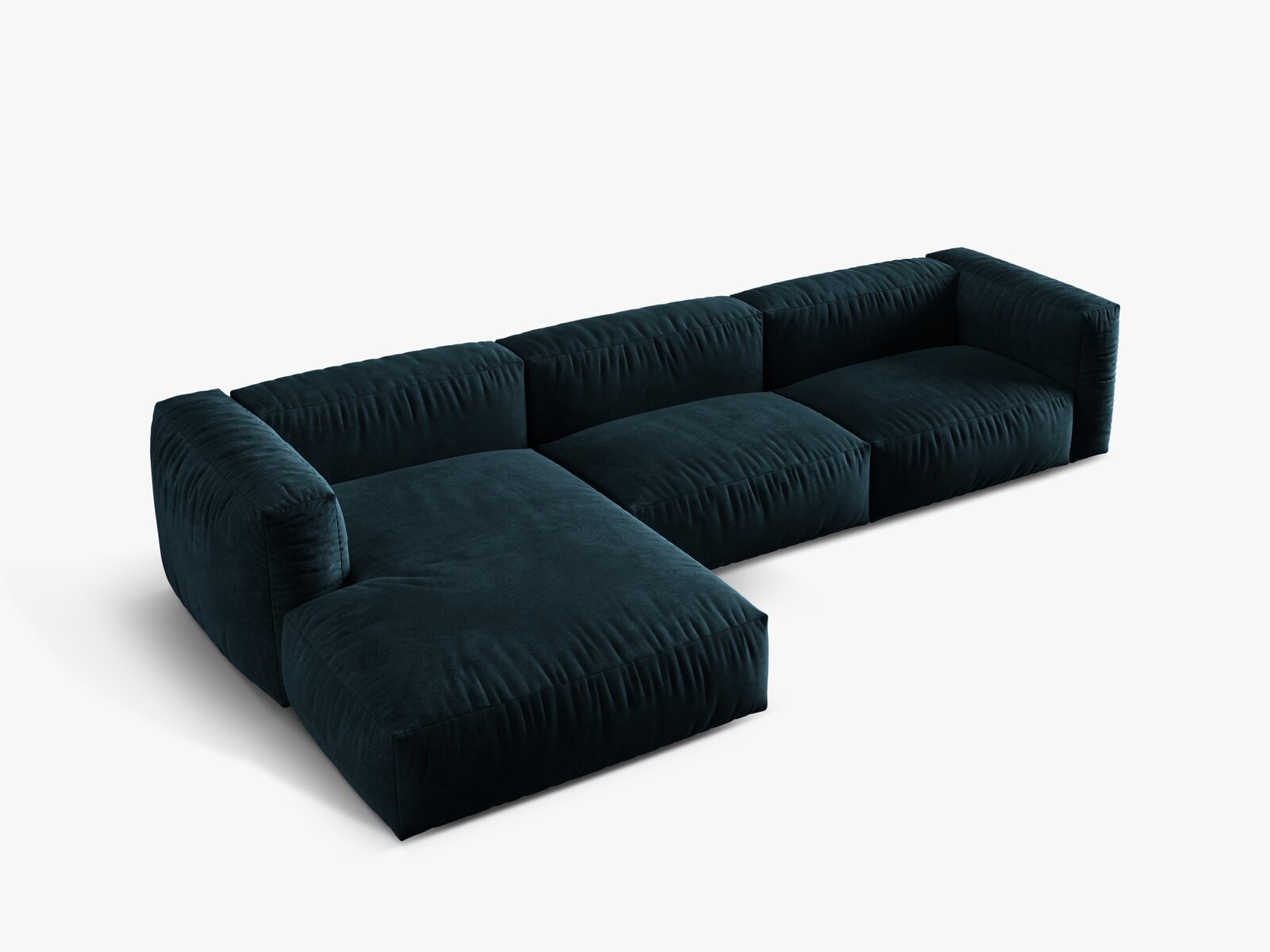 Micadoni Ecksofa Martina 3-Sitzer Links Samt Vogue Tiefes Petrol