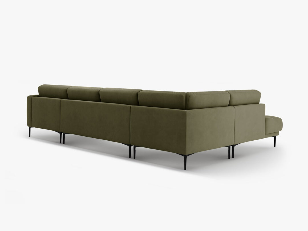 Micadoni Panorama Ecksofa Bemy 7-Sitzer Links Samt Grün