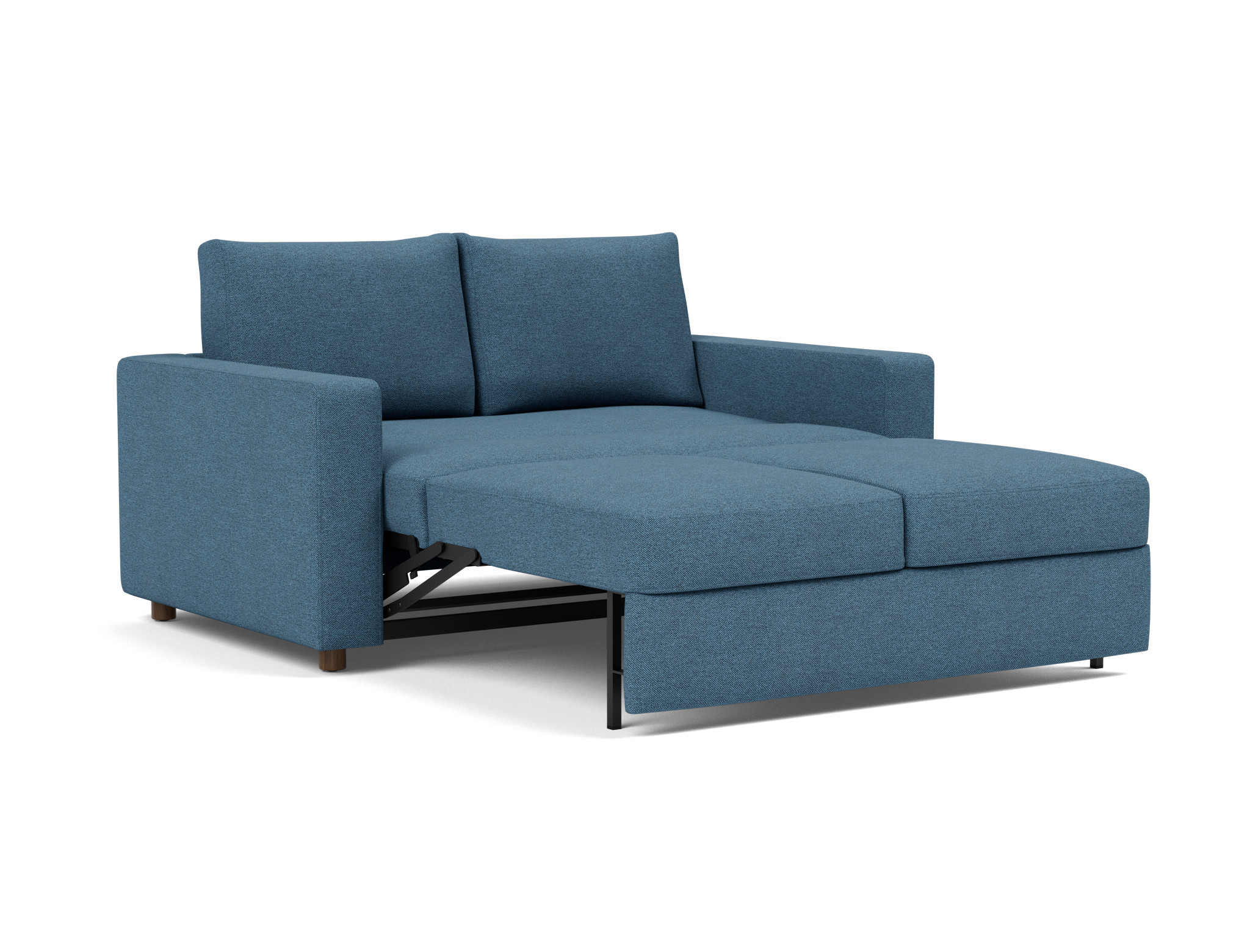 Schlafsofa Neah mit Standard-Armlehnen 140 Strukturierter Stoff Weda 302-Weda-Blue