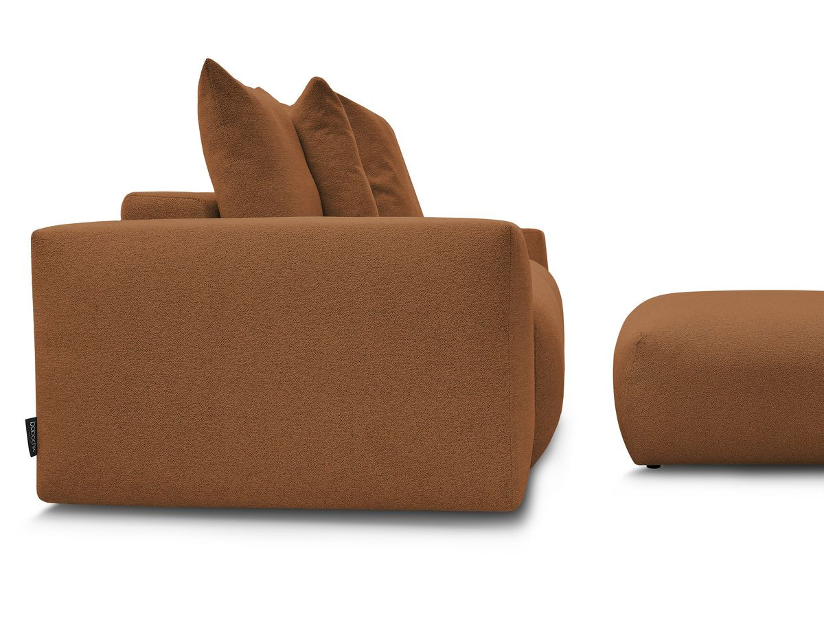 Bobochic Voltaire Schlafsofa 4-Sitzer mit Bettkasten und Pouf Melange-Stoff Orange