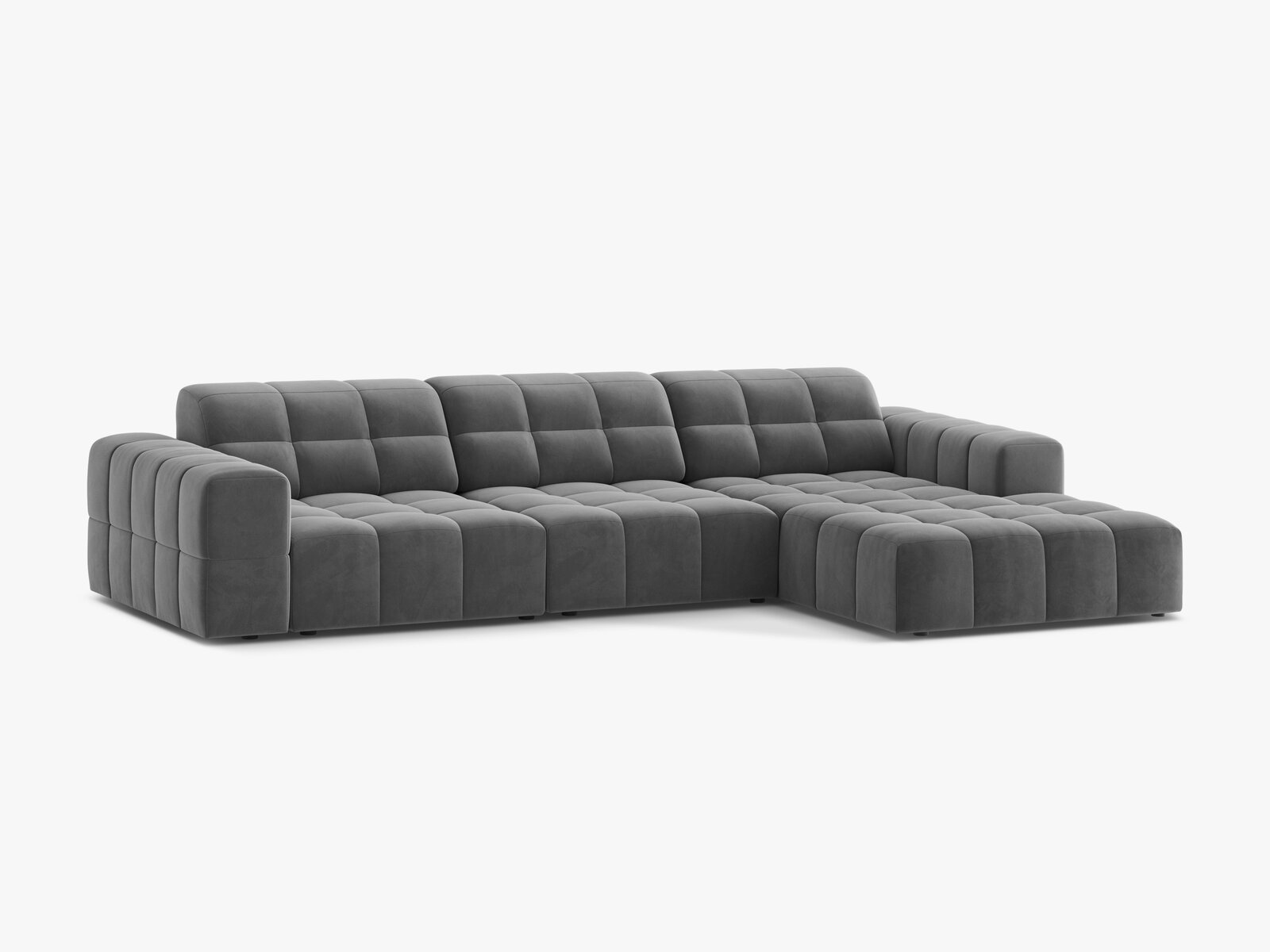 Micadoni Ecksofa Jennifer 4-Sitzer Samt Venus Hellgrau Rechts