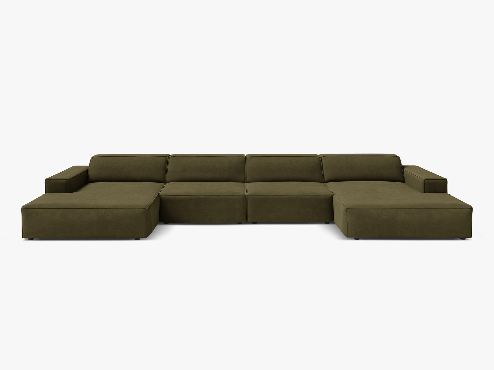 Micadoni Panorama-Sofa Jodie 6-Sitzer Samt Bluvel Grün