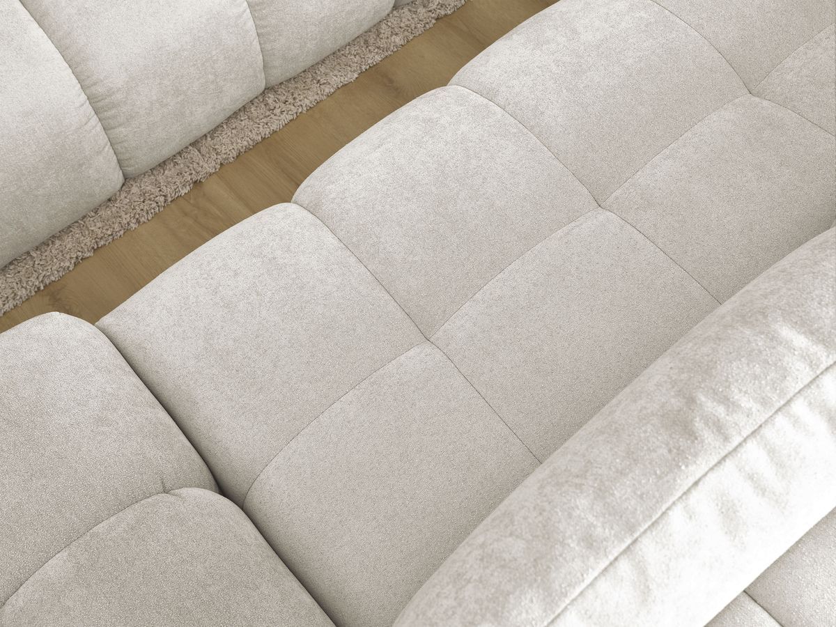 Bobochic Everest Ecksofa mit Schlaffunktion und Bettkasten und Pouf 318 × 180 cm, 3 Kissen Strukturstoff Weiß Ecke links