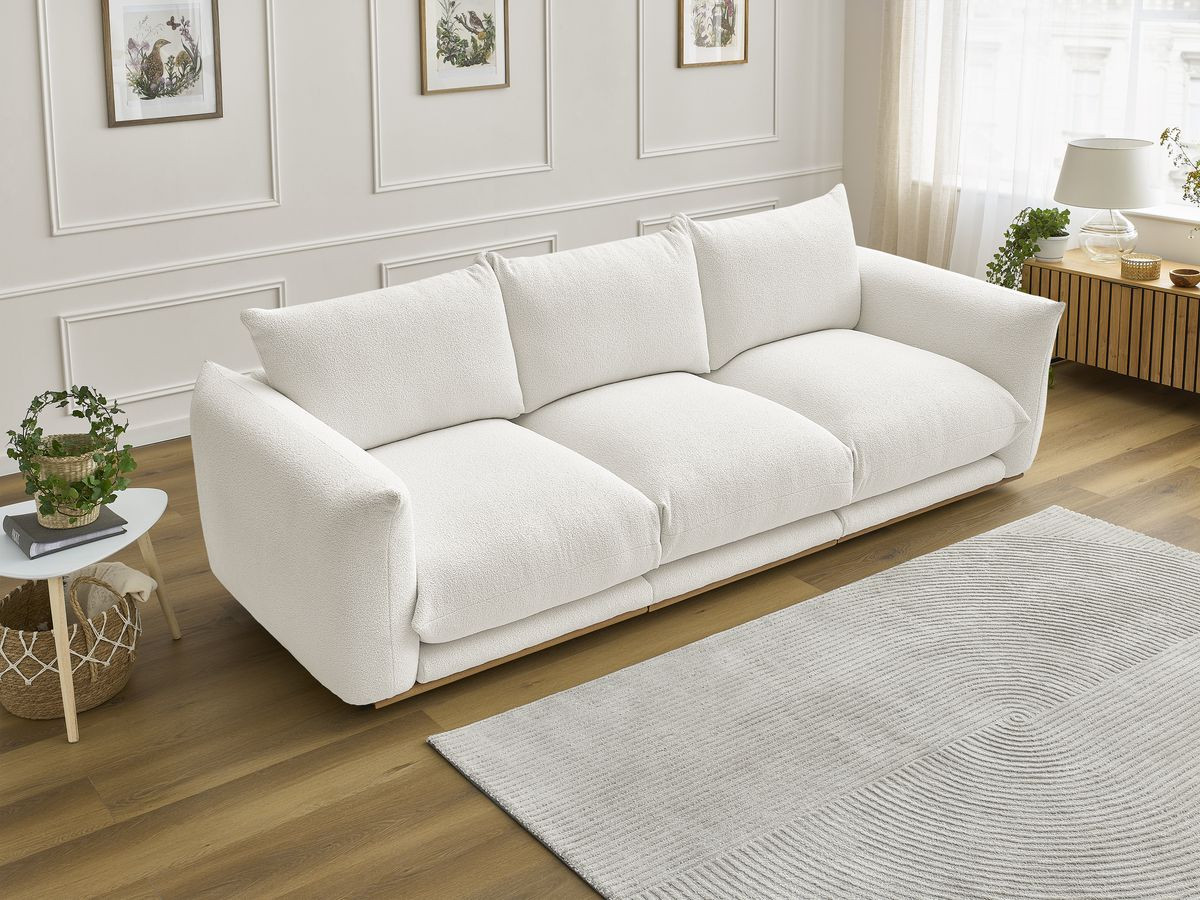 Bobochic Ernest Sofa 3-Sitzer 266 × 106 cm Bouclé-Stoff Weiß