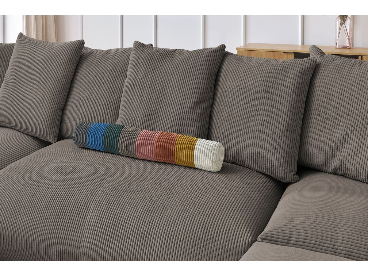 Bobochic Voltaire Wohnlandschaft mit Pouf 356 × 214 cm Cordsamt Taupe Ecke links