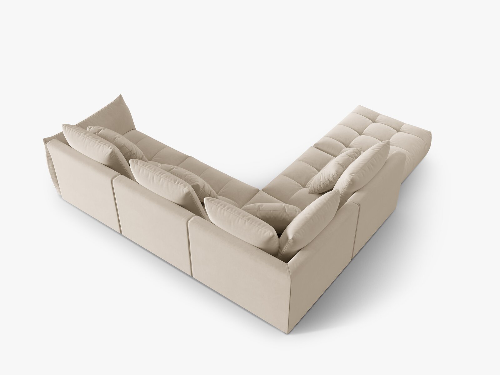 Micadoni Ecksofa Bloom 5-Sitzer Links Samt Ecru