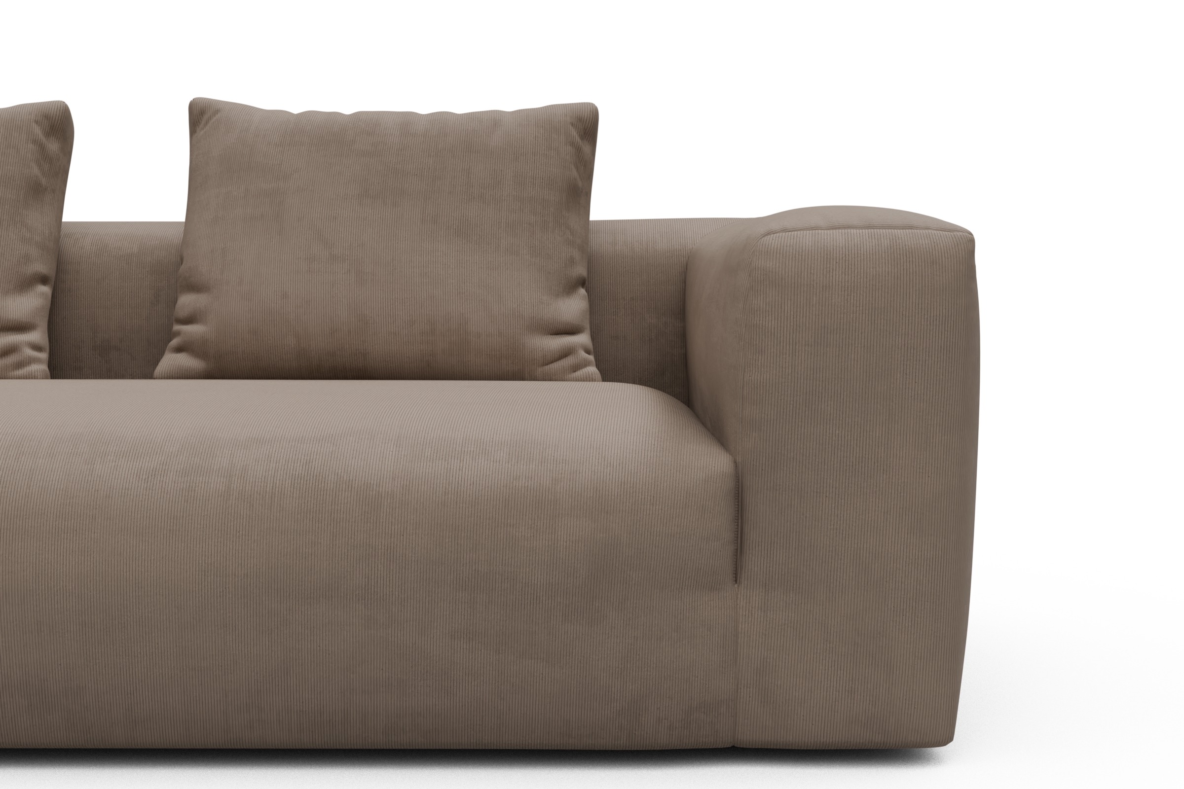 Wohnlandschaft Fred mit 2-Sitzer und Chaiselongue beidseitig Cordufine-Biege