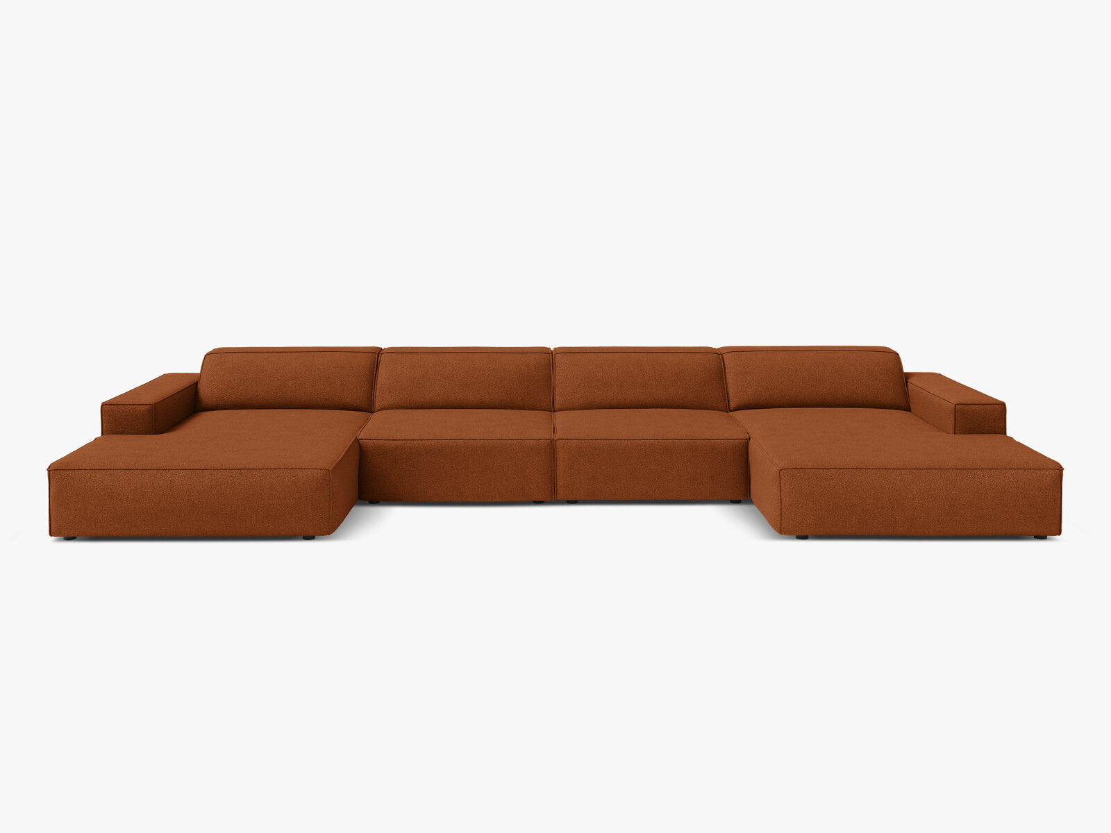 Micadoni Panorama-Sofa Jodie 6-Sitzer Boucle Baloo Terrakotta