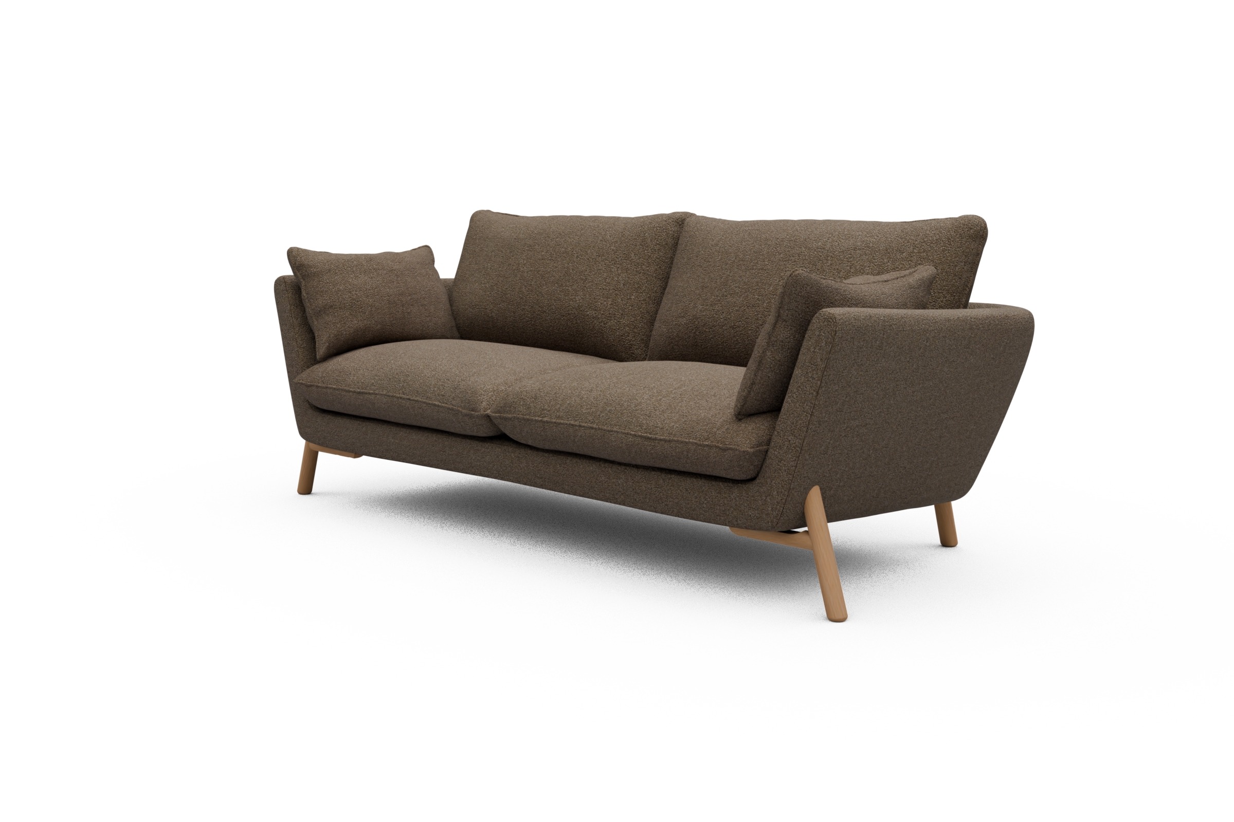 Sofa Emil 3-Sitzer Beinfarbe Eiche Natur Aivi-Khaki-Brown