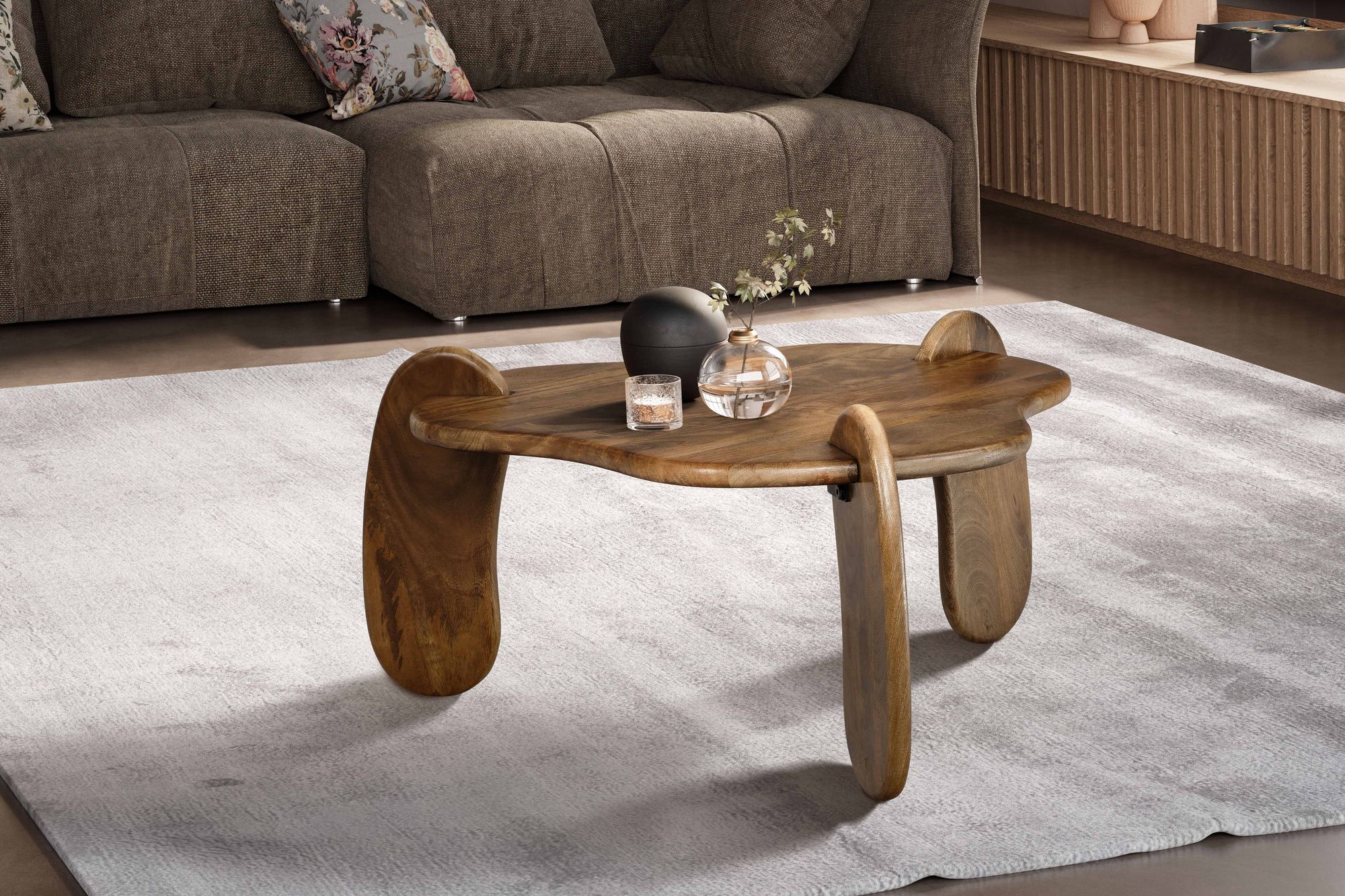 Couchtisch Hovland Mango Massivholz Braun 78 × 78 × 39,5 cm