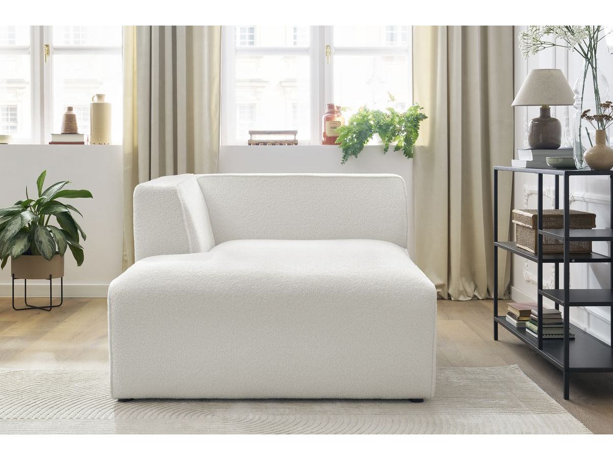 Bobochic Megeve Méridienne-Modul Bouclé-Stoff Weiß Ecke links