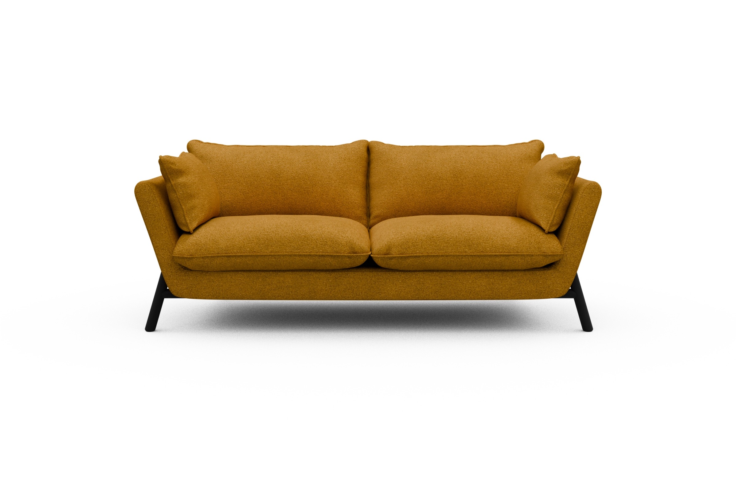 Skandi Home Sofa Emil PREMIUM 2-Sitzer Beinfarbe Eiche Schwarz Boucle-Ochre moebelfaktor