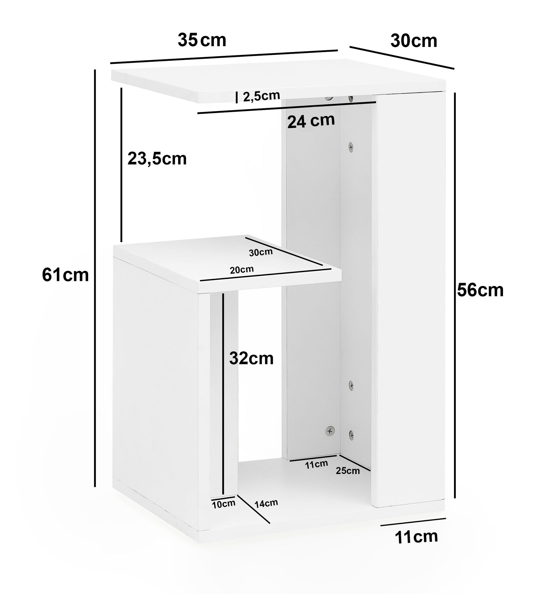 Beistelltisch Roldal Weiß 35 × 30 × 61 cm