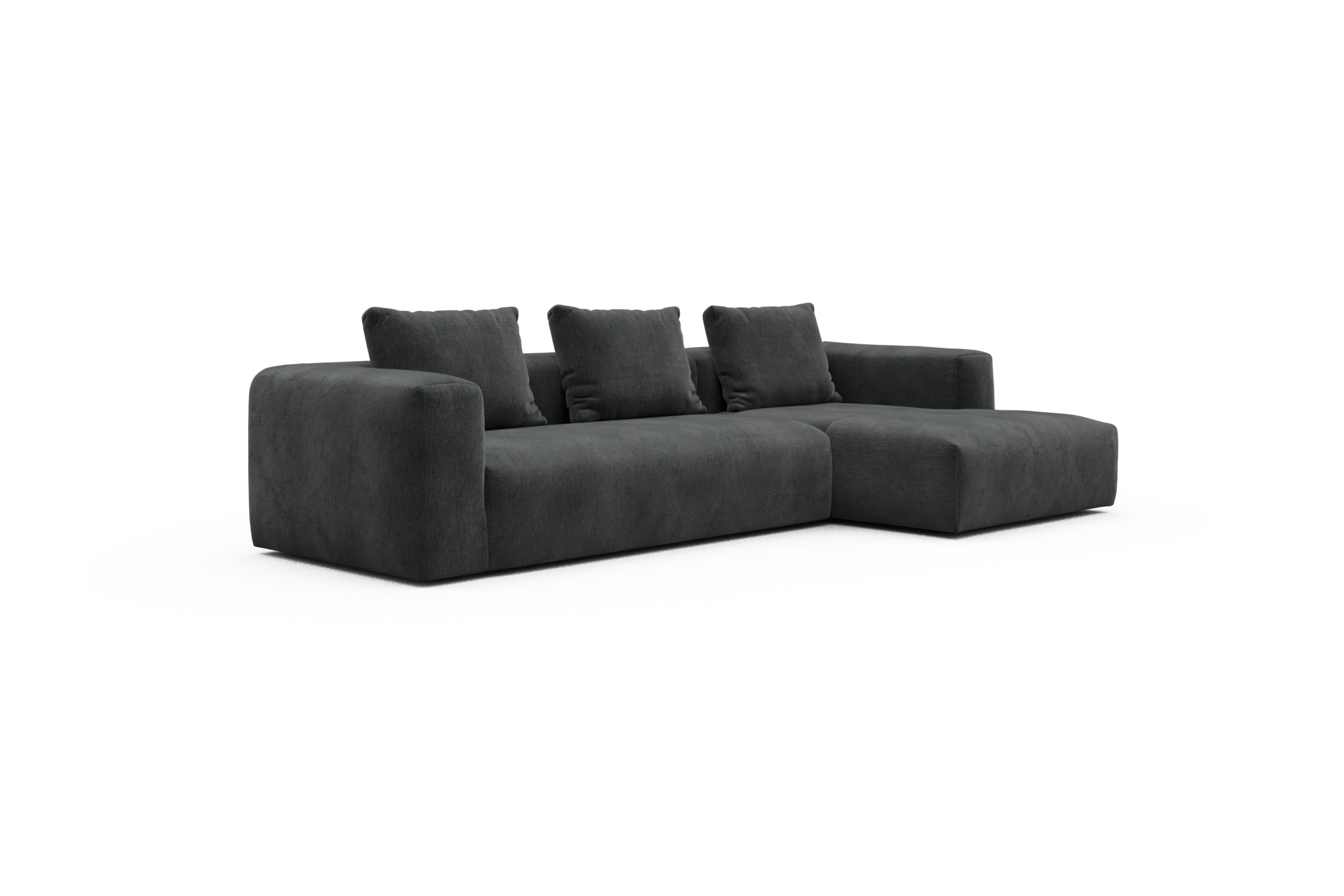Ecksofa Fred Chaiselongue rechts mit 2,5-Sitzer Smooth-Deep-Warm-Grey