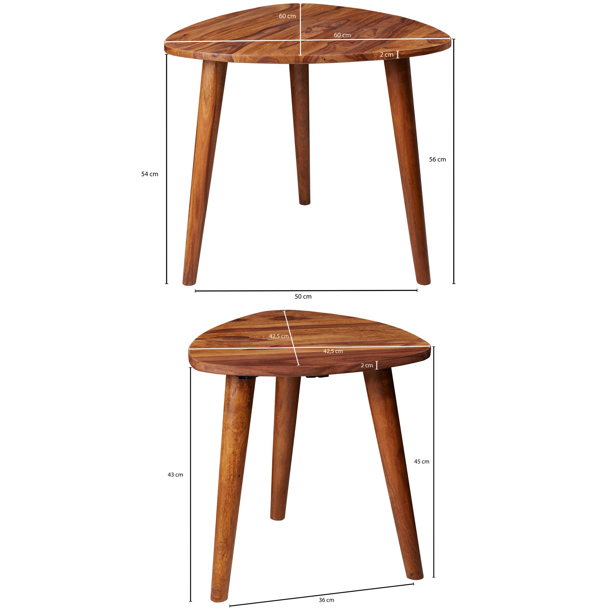 Satztisch 2er-Set Barrit Sheesham Massivholz
