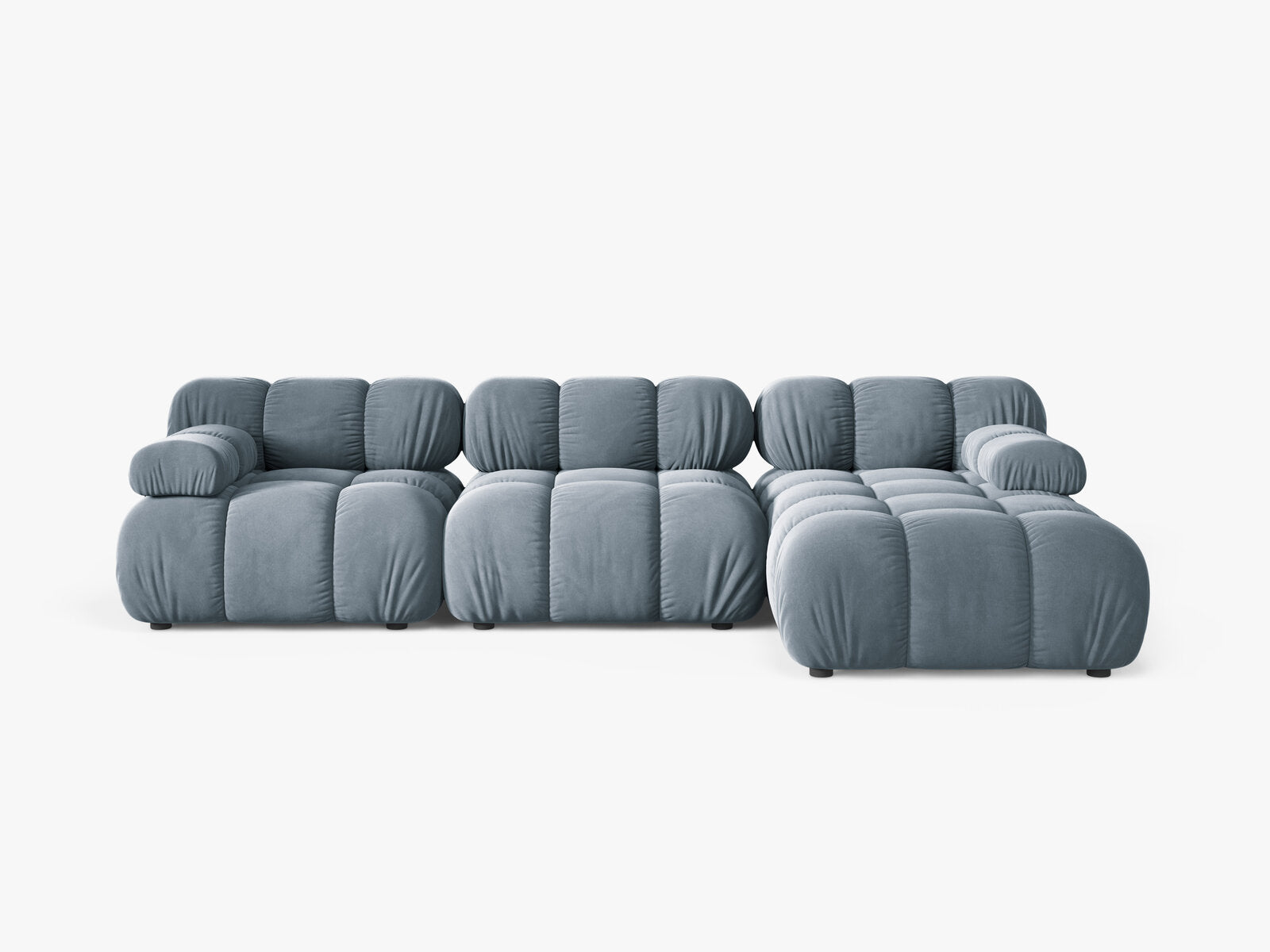 Micadoni Modulares Ecksofa Bellis 4-Sitzer Rechts Samt Bluvel Hellblau