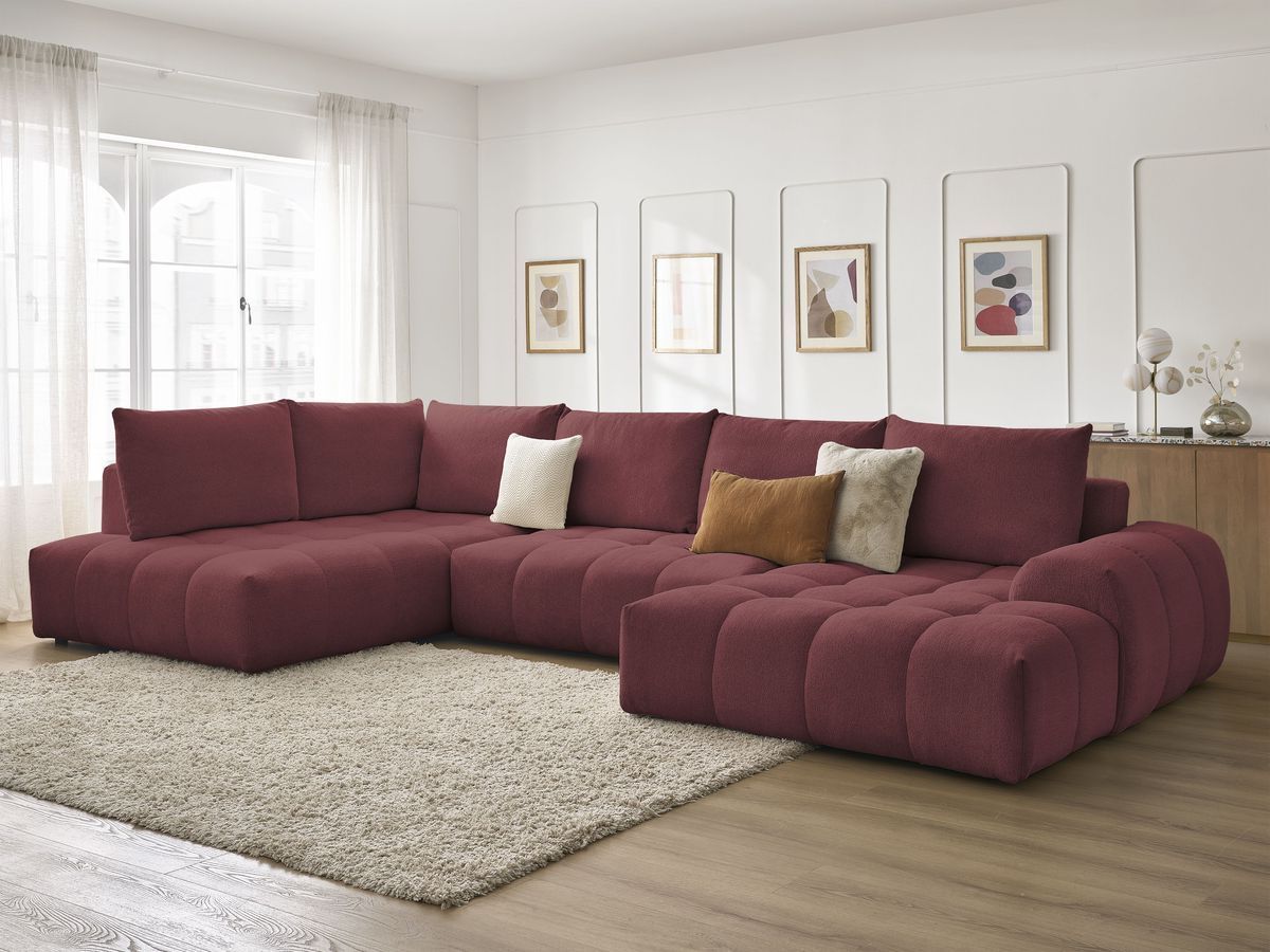 Bobochic Everest Wohnlandschaft, 6 Kissen Melange-Stoff Rot Ecke rechts