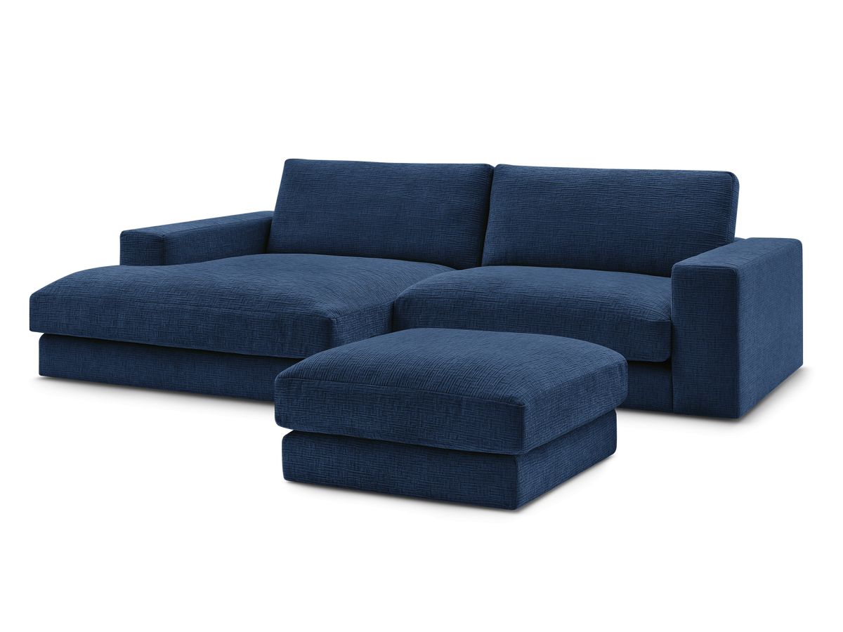 Bobochic Leonard Ecksofa mit Pouf 274 × 159 cm Strukturstoff Dunkelblau Ecke links