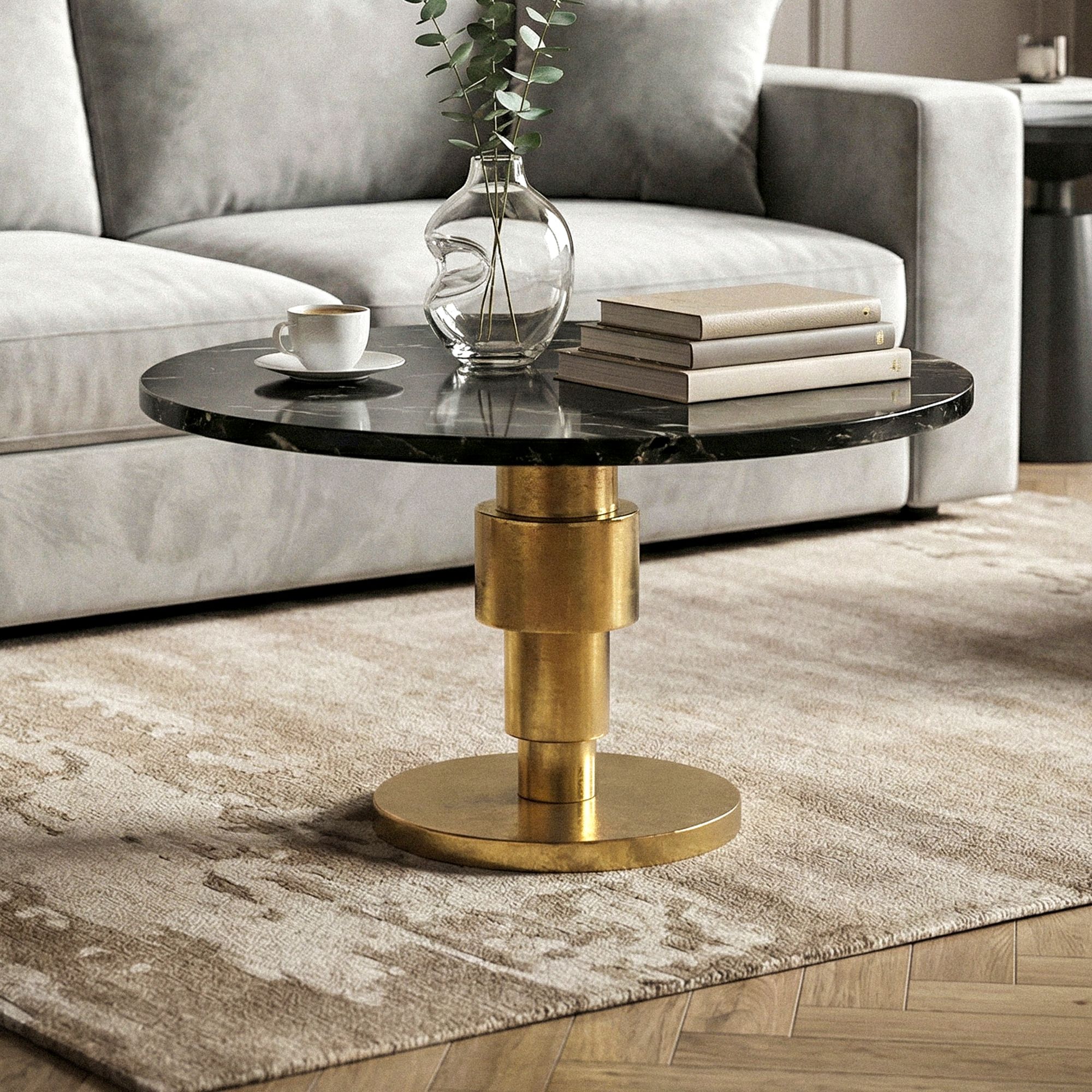 Couchtisch Sandane Marmor Schwarz Höhe 39 cm