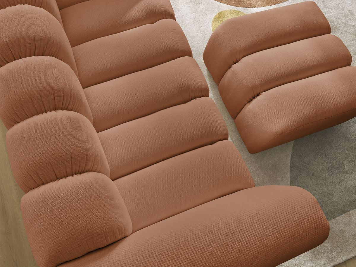 Bobochic Talia Sofa 3-Sitzer mit Pouf Melange-Stoff Orange
