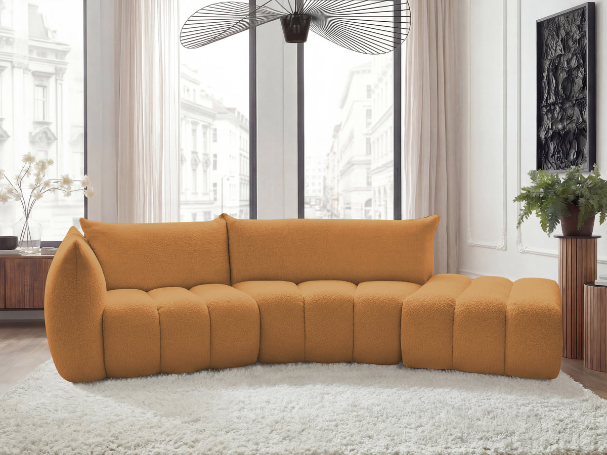 Bobochic Azra Ecksofa 325 × 112 cm Bouclé-Stoff Gelb Ecke links
