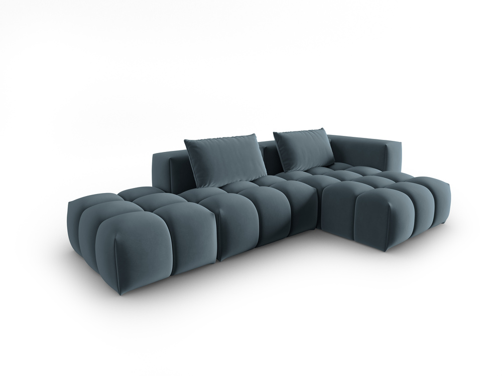 Cosmopolitan Design Ecksofa Verona 4-Sitzer offen Samt Casino Pastellblau Rechts