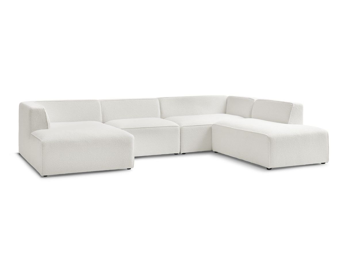 Bobochic Megeve Wohnlandschaft Bouclé-Stoff Weiß Ecke links