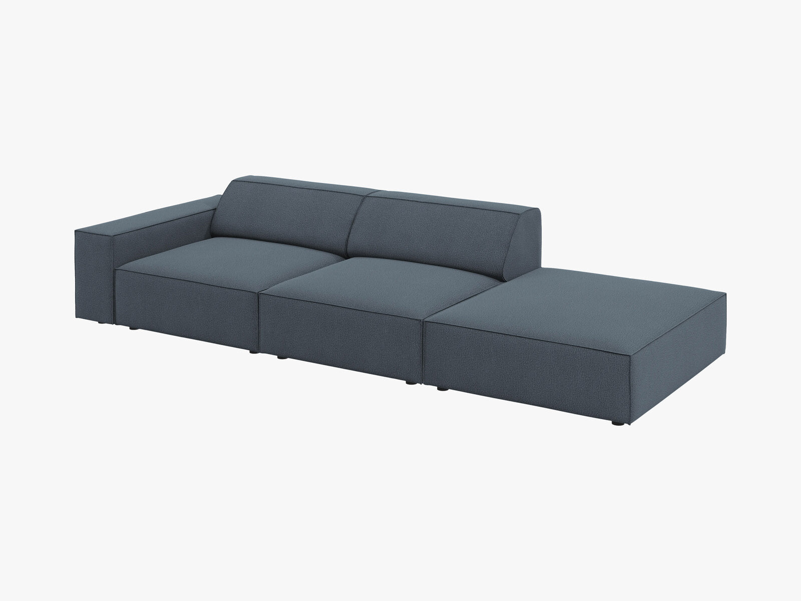 Micadoni Sofa Jodie 3-Sitzer Rechts Strukturierter Stoff Megan Blau
