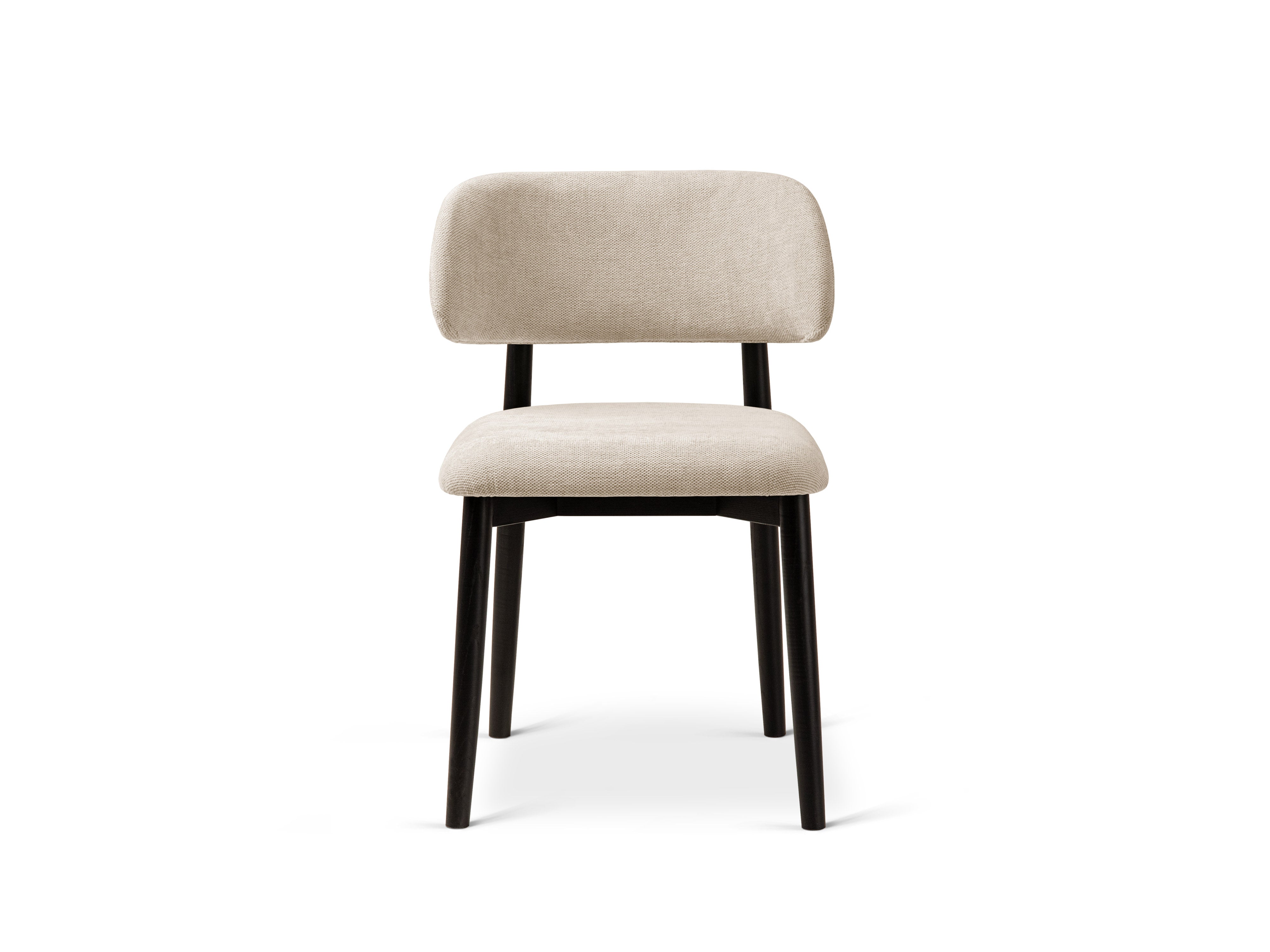 Micadoni Stuhl Evan Chenille Rebel Beige Schwarzes Buchenholz