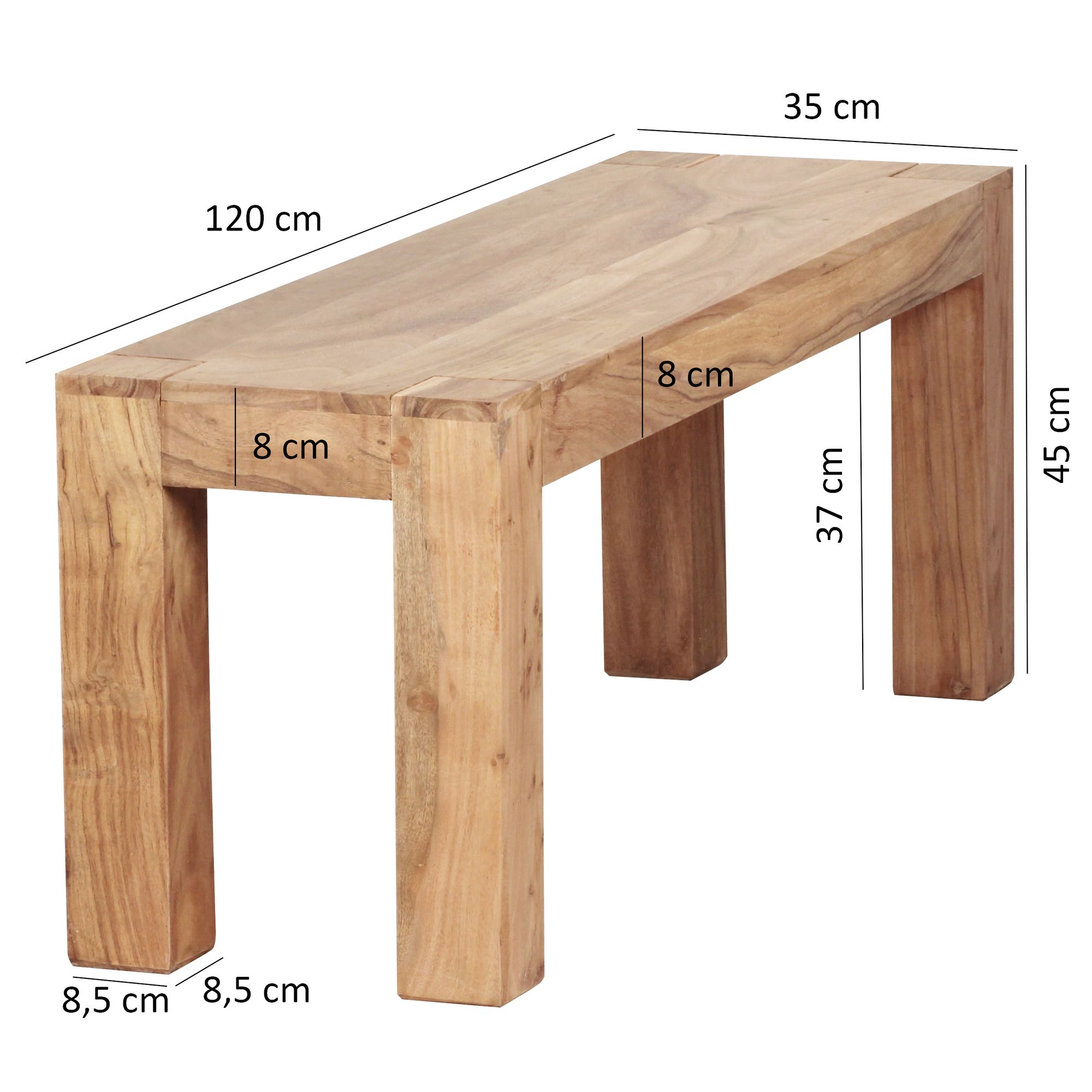 Essbank Aalvik Massivholz Akazie Breite 120 cm