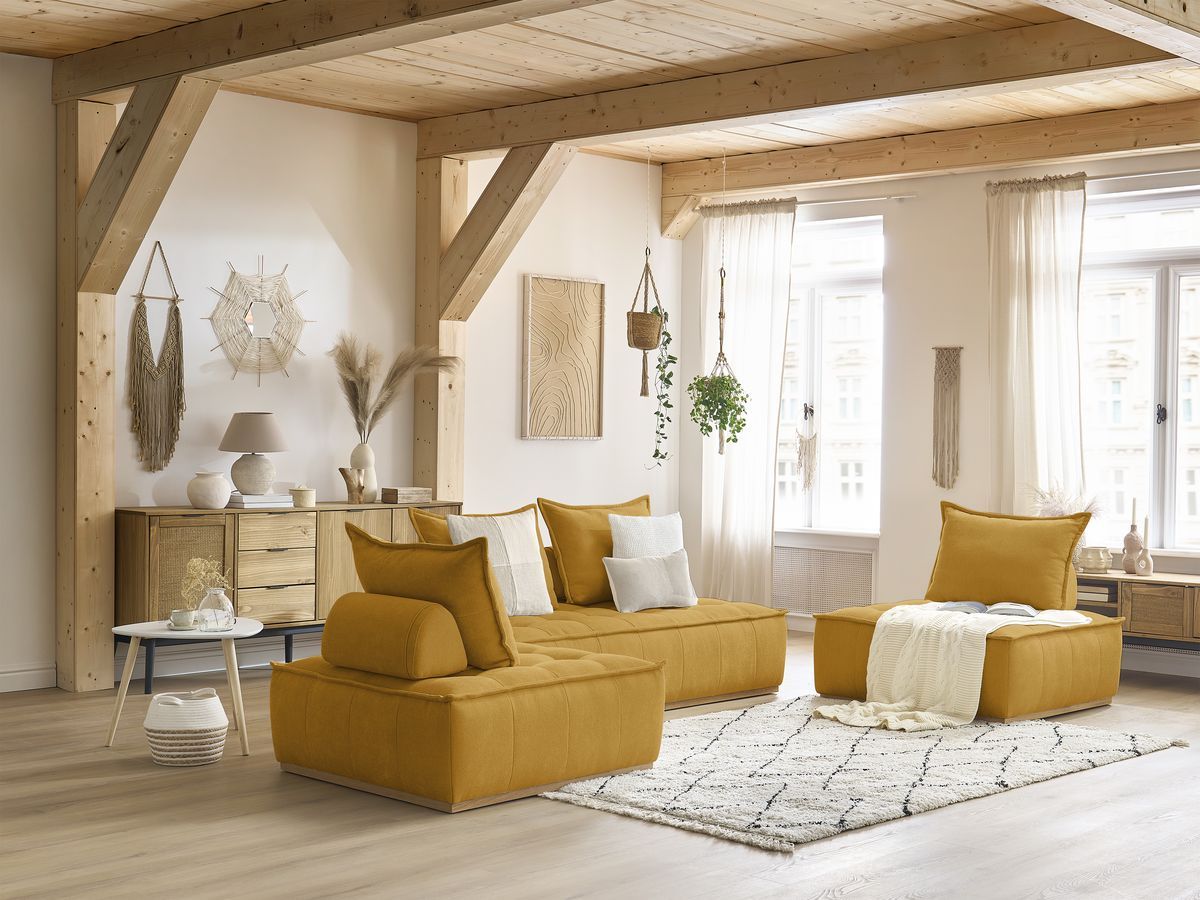 Bobochic Elisa Ecksofa Strukturstoff Gelb