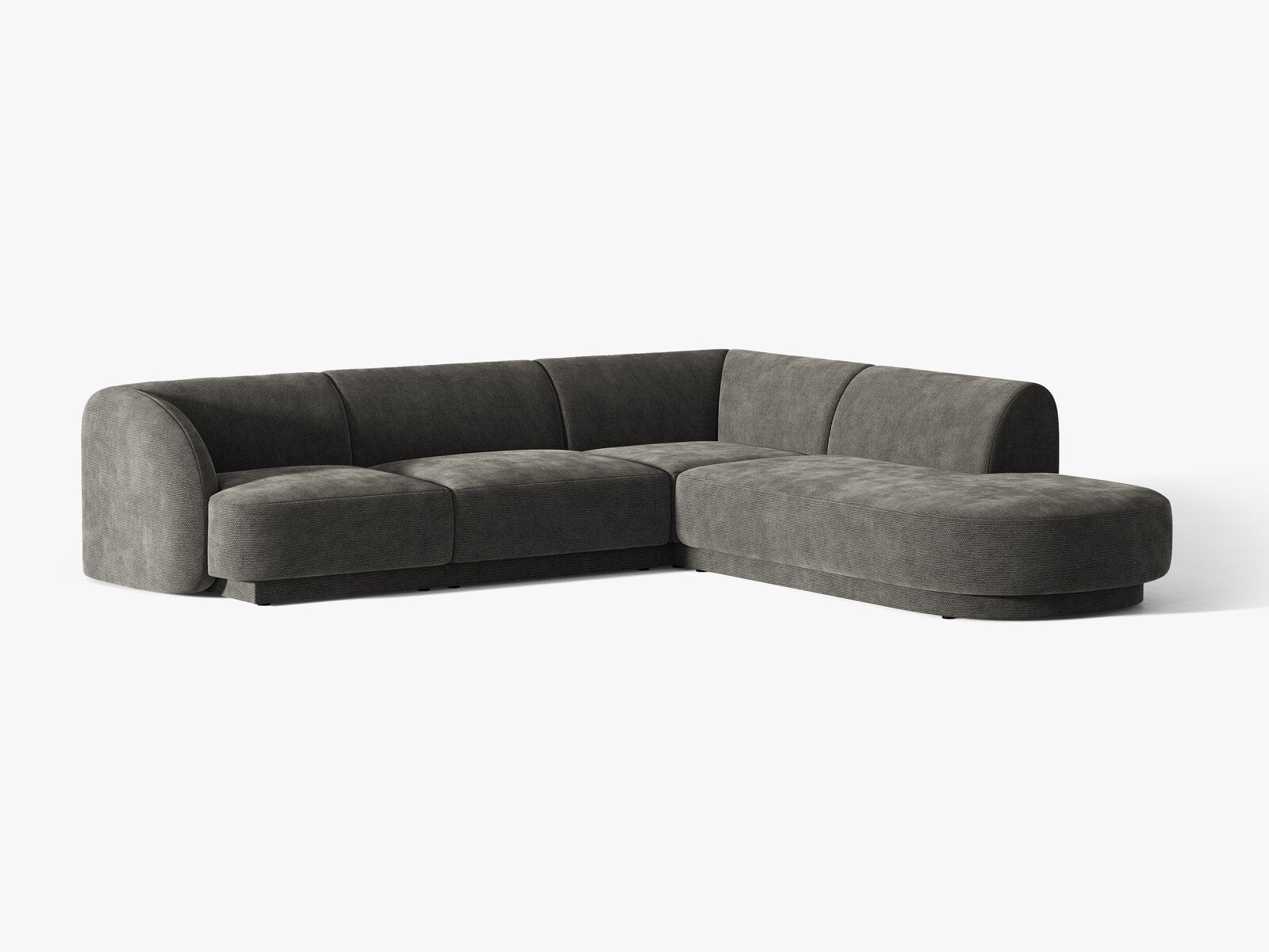 Micadoni Ecksofa Miley 6-Sitzer Chenille Eden Dunkelgrau Rechts