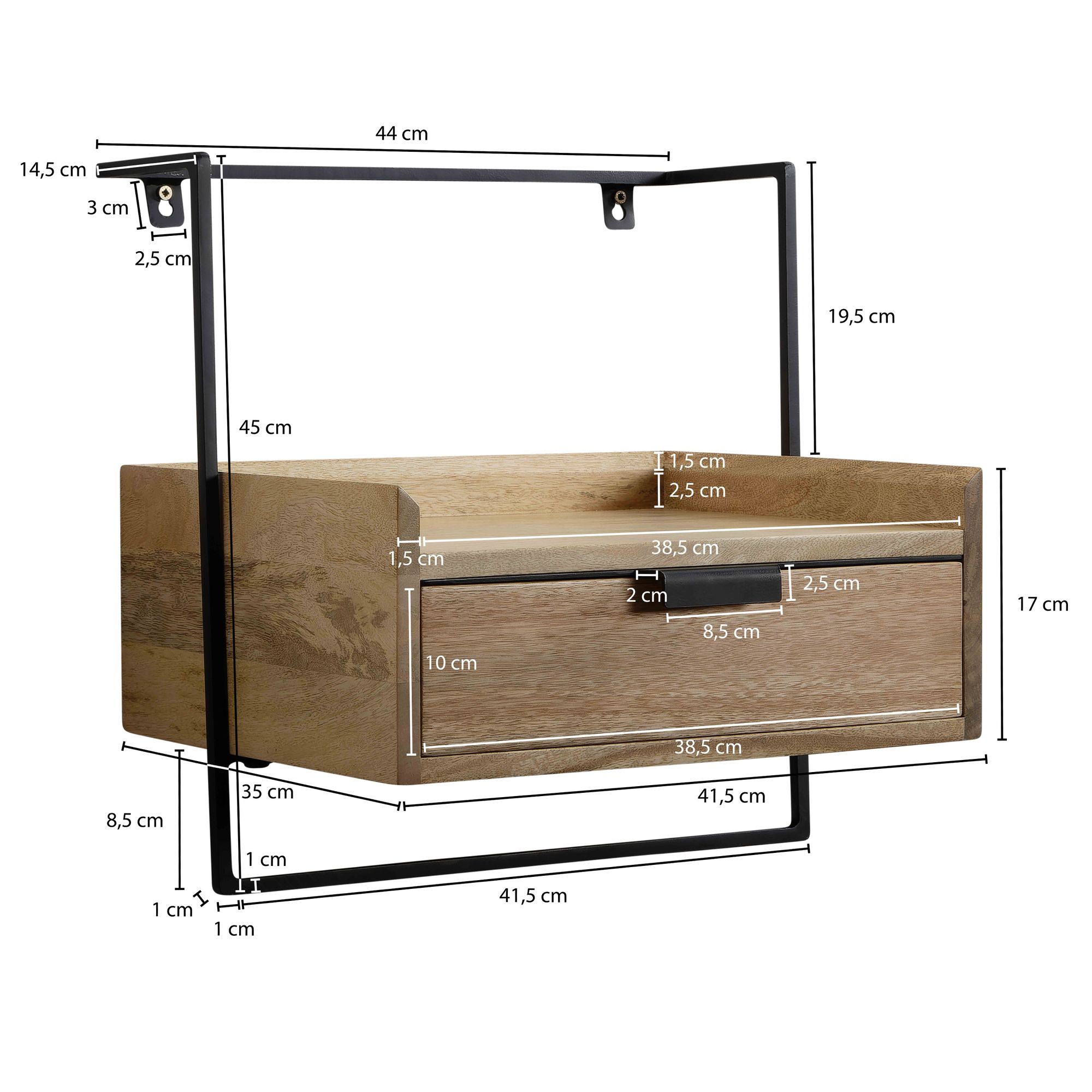 Nachttisch Bjorli Massivholz Beige 44 × 35 × 45 cm