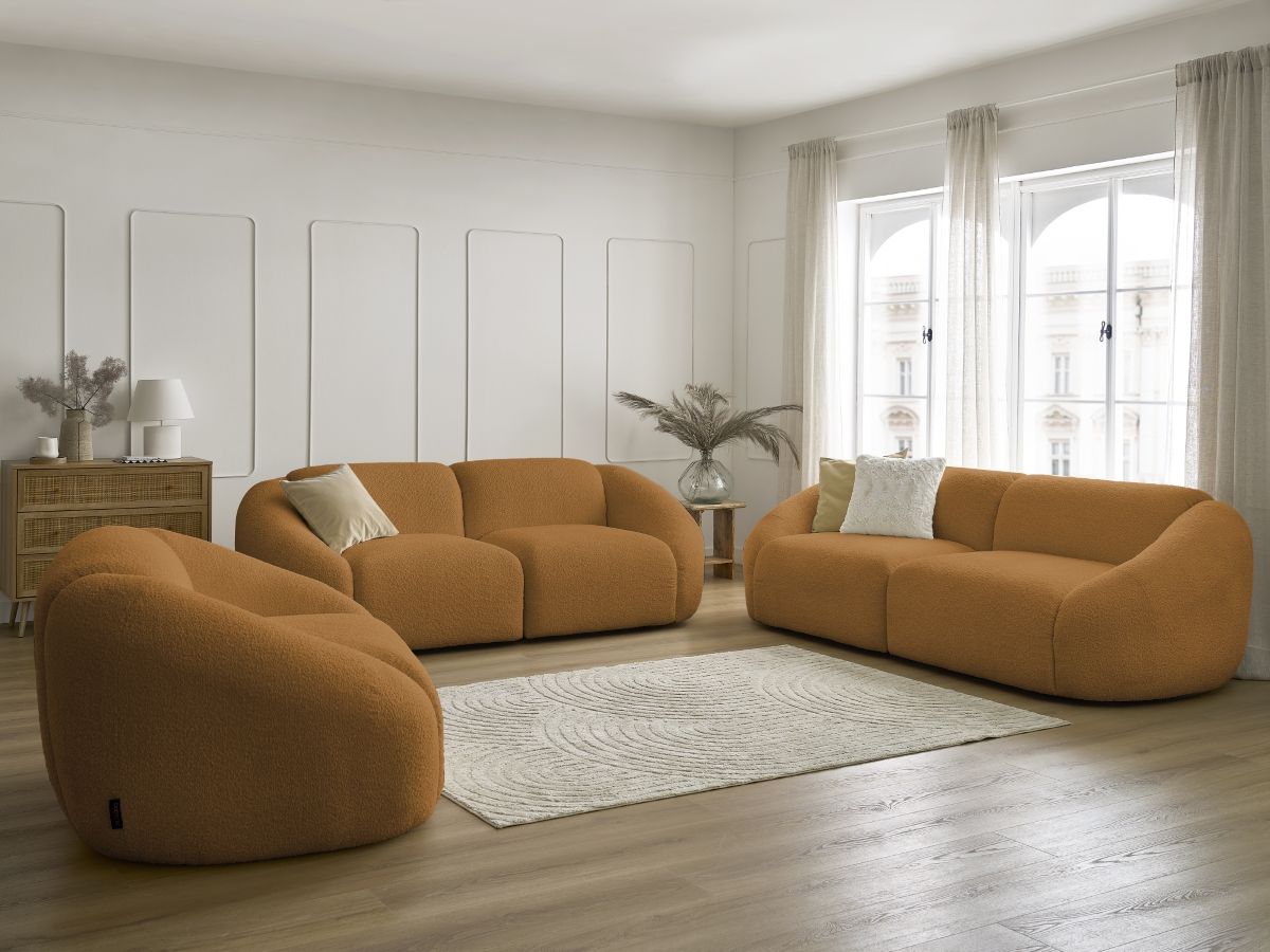 Bobochic Tina Sofa 6-Sitzer Bouclé-Stoff Gelb