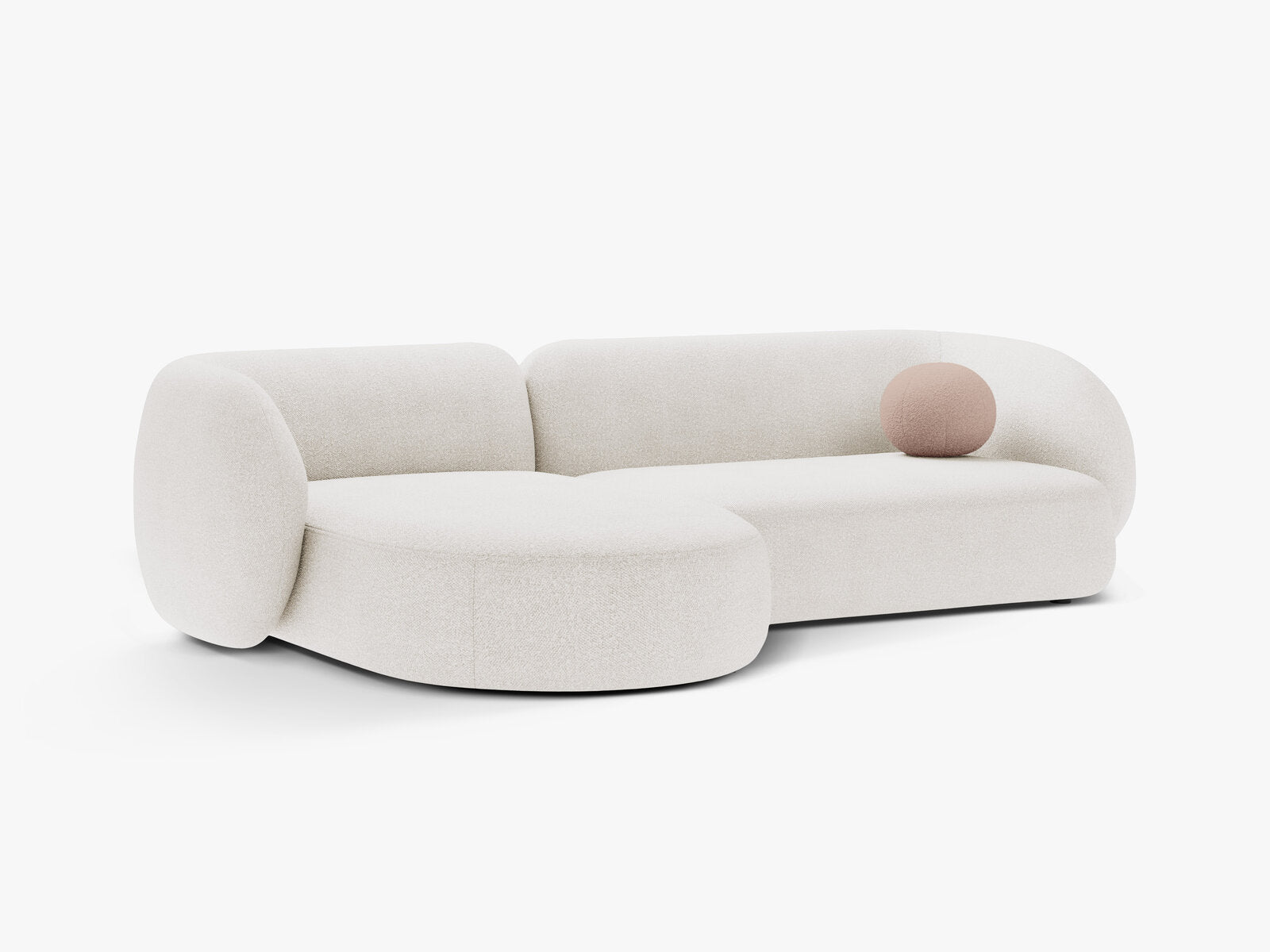 Micadoni Ecksofa Kate 3-Sitzer Links Boucle Weiß
