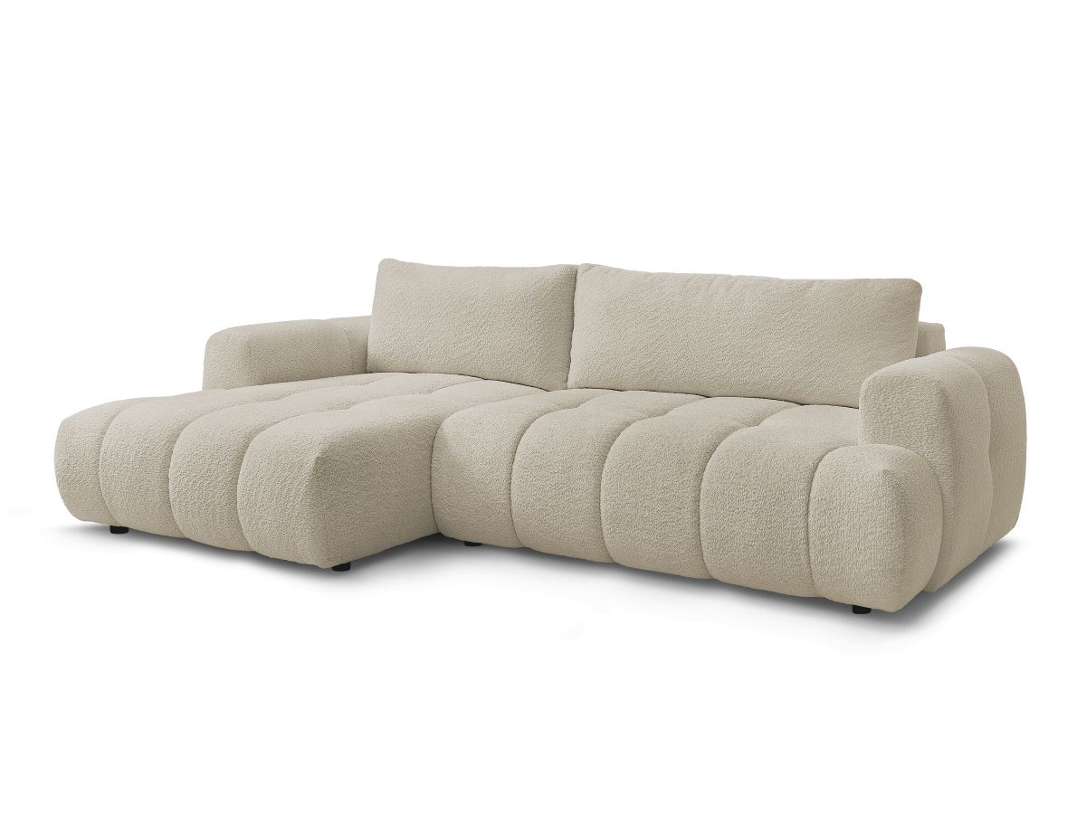Bobochic Fuji Ecksofa mit Schlaffunktion und Bettkasten 292 × 160 cm Bouclé-Stoff Beige Ecke links