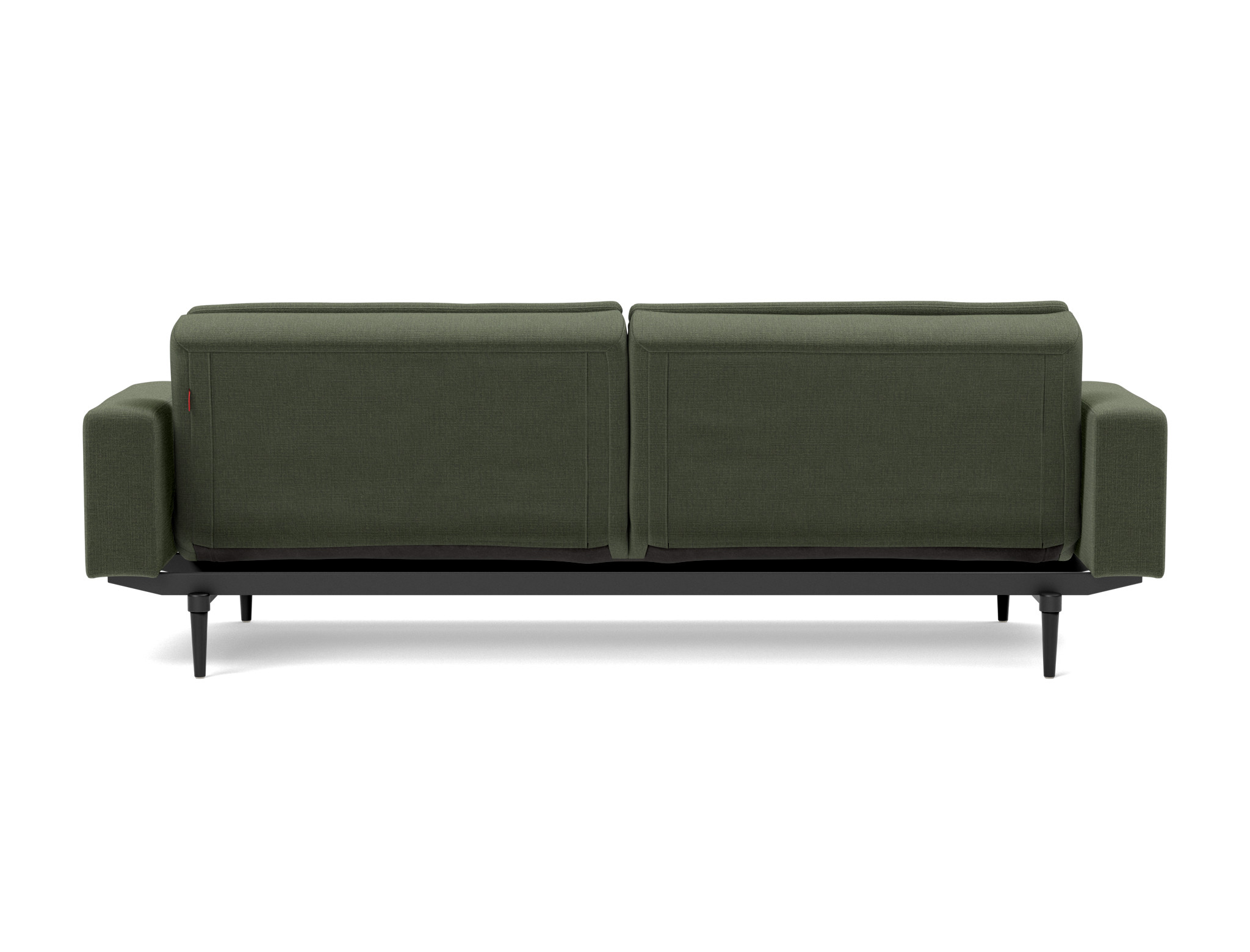 Schlafsofa Dublexo mit Armlehnen Chenille Esina 413-Olive-Green Beine Styletto Eiche schwarz