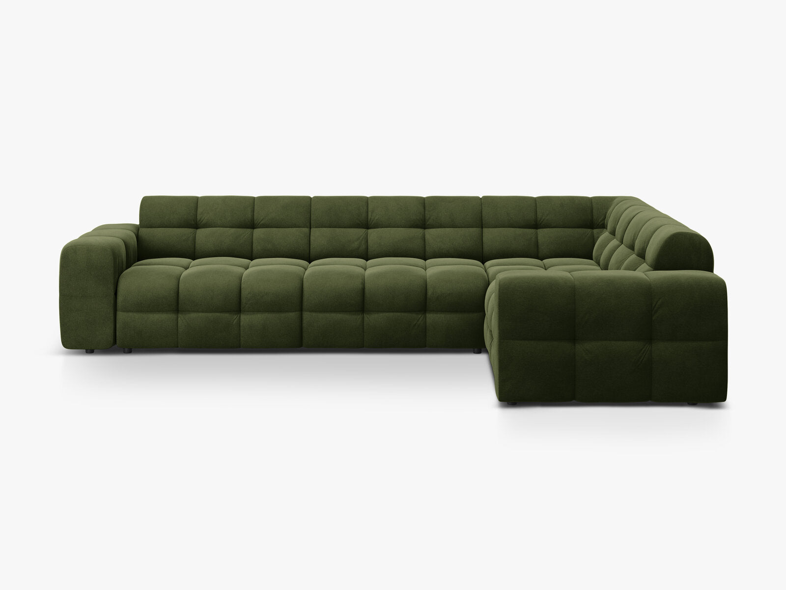 Micadoni Ecksofa Kendal 6-Sitzer Rechts Samt Armeegrün