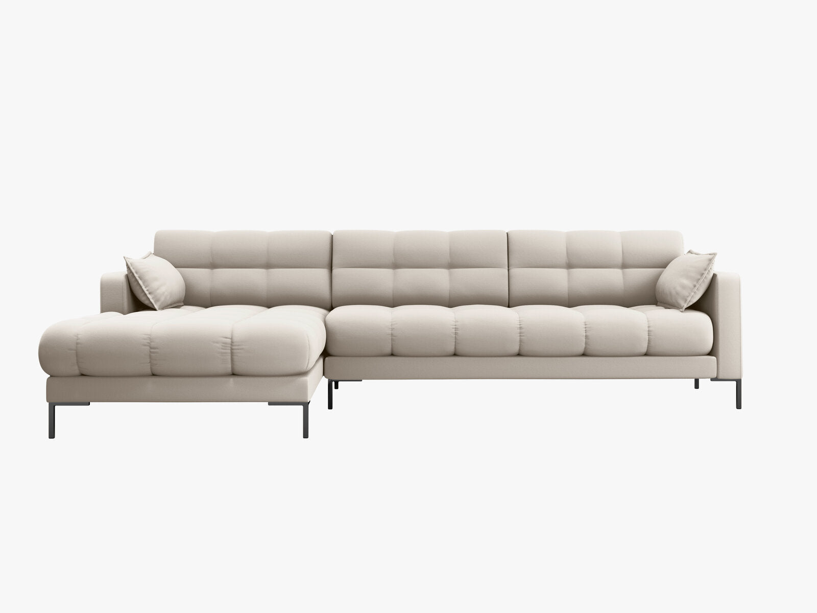 Micadoni Ecksofa Mamaia 5-Sitzer Links Strukturierter Stoff Neve Beige schwarze Beine