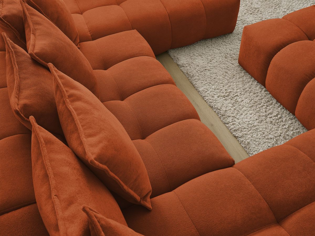 Bobochic Everest Wohnlandschaft mit Pouf, 14 Kissen Strukturstoff Orange Ecke links