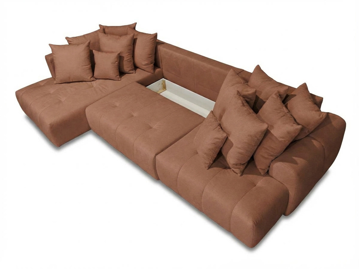 Bobochic Roxelane Wohnlandschaft mit Pouf Melange-Stoff Orange Ecke rechts