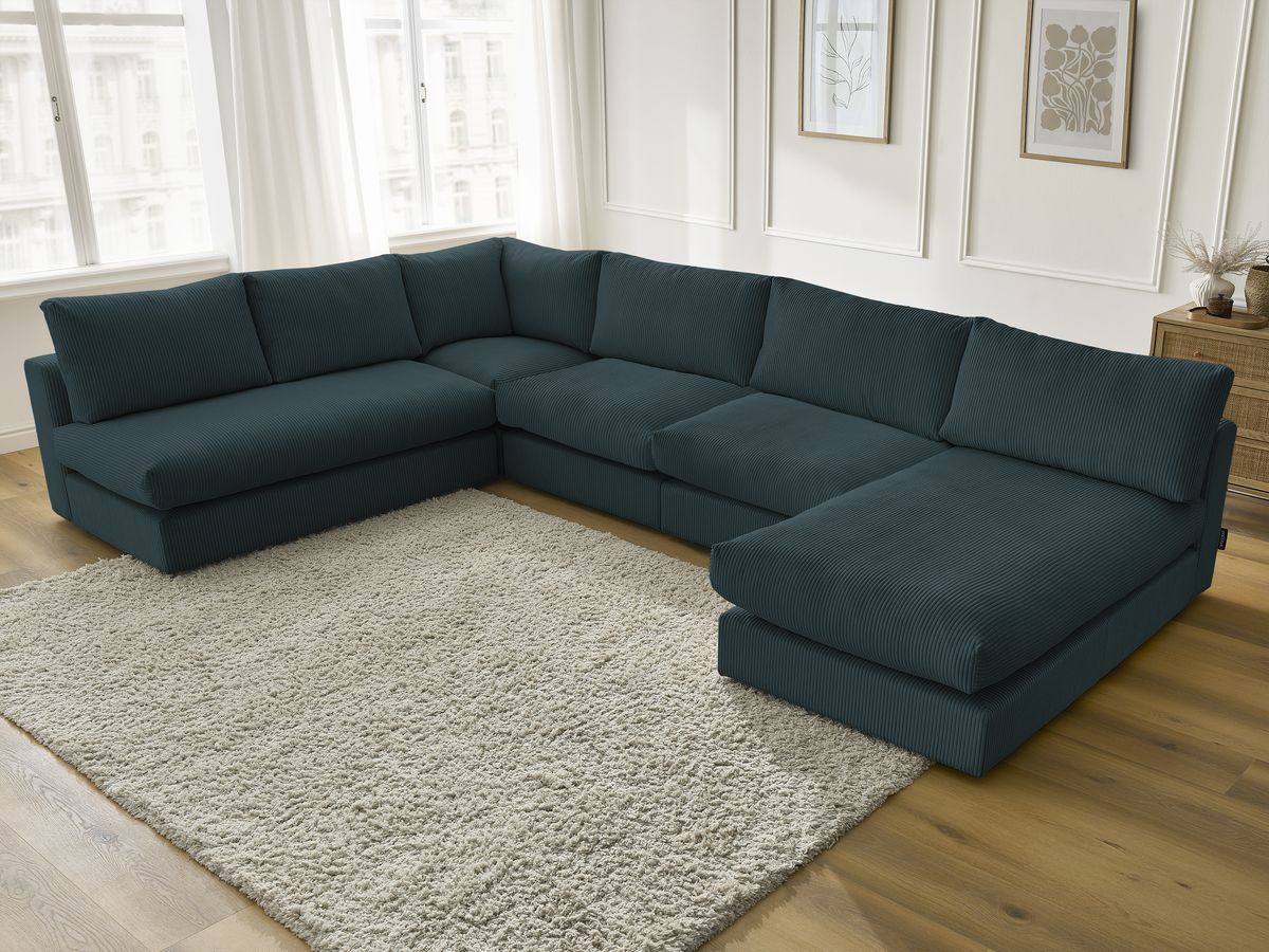 Bobochic Paris Ecksofa Cordsamt Dunkelblau