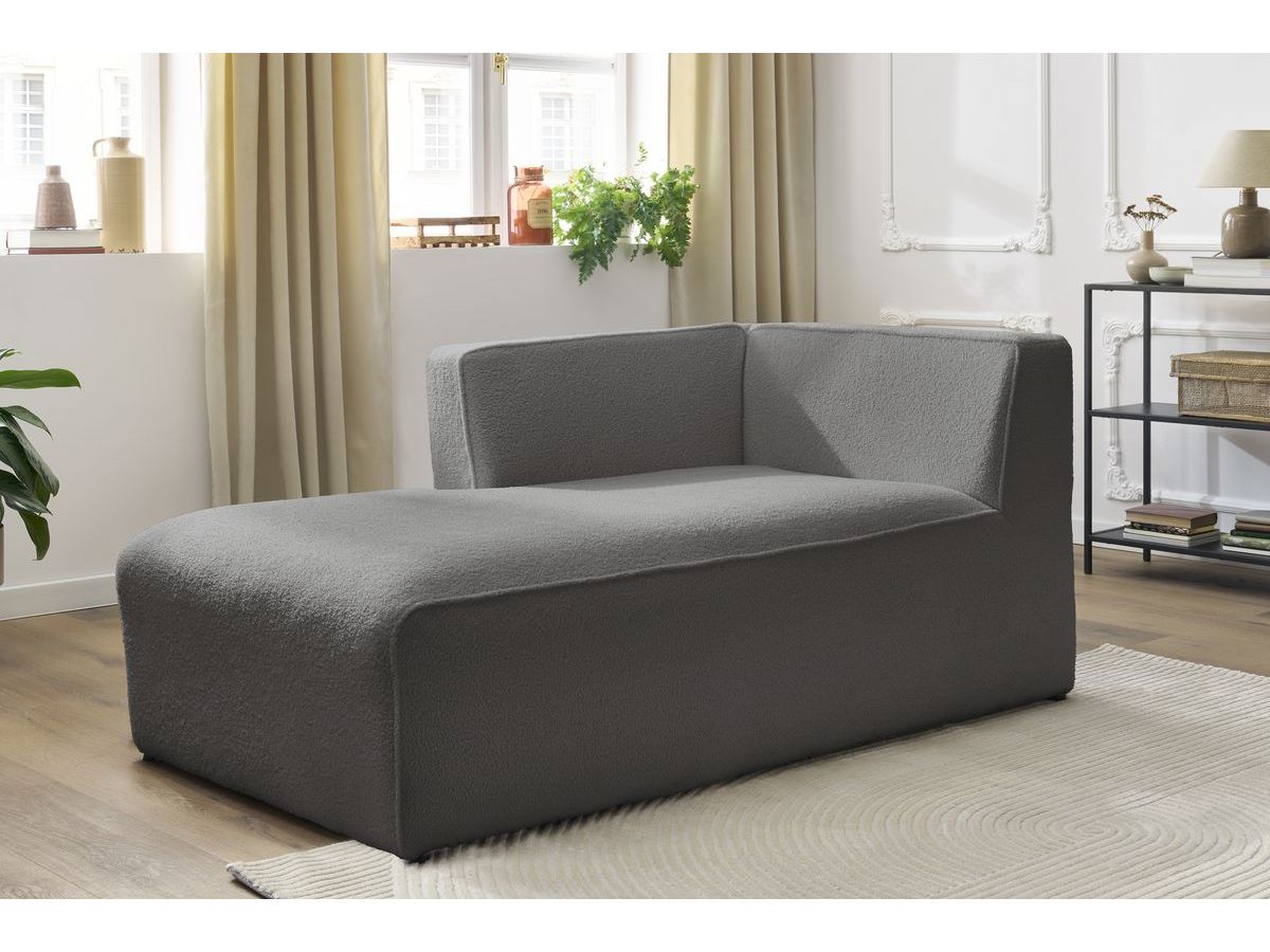 Bobochic Megeve Méridienne-Modul Bouclé-Stoff Dunkelgrau Ecke links