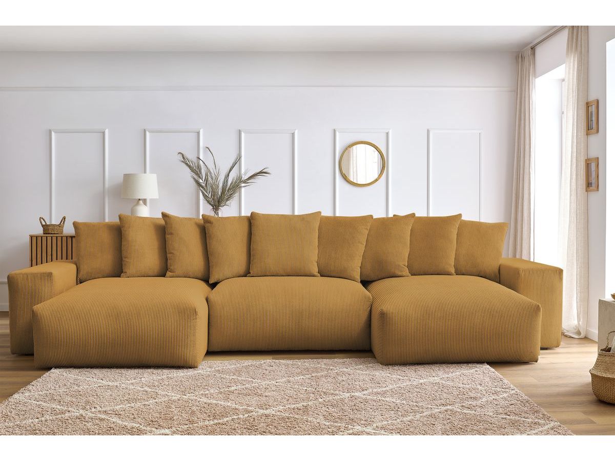 Bobochic Voltaire Wohnlandschaft 420 × 165 cm Cordsamt Gelb