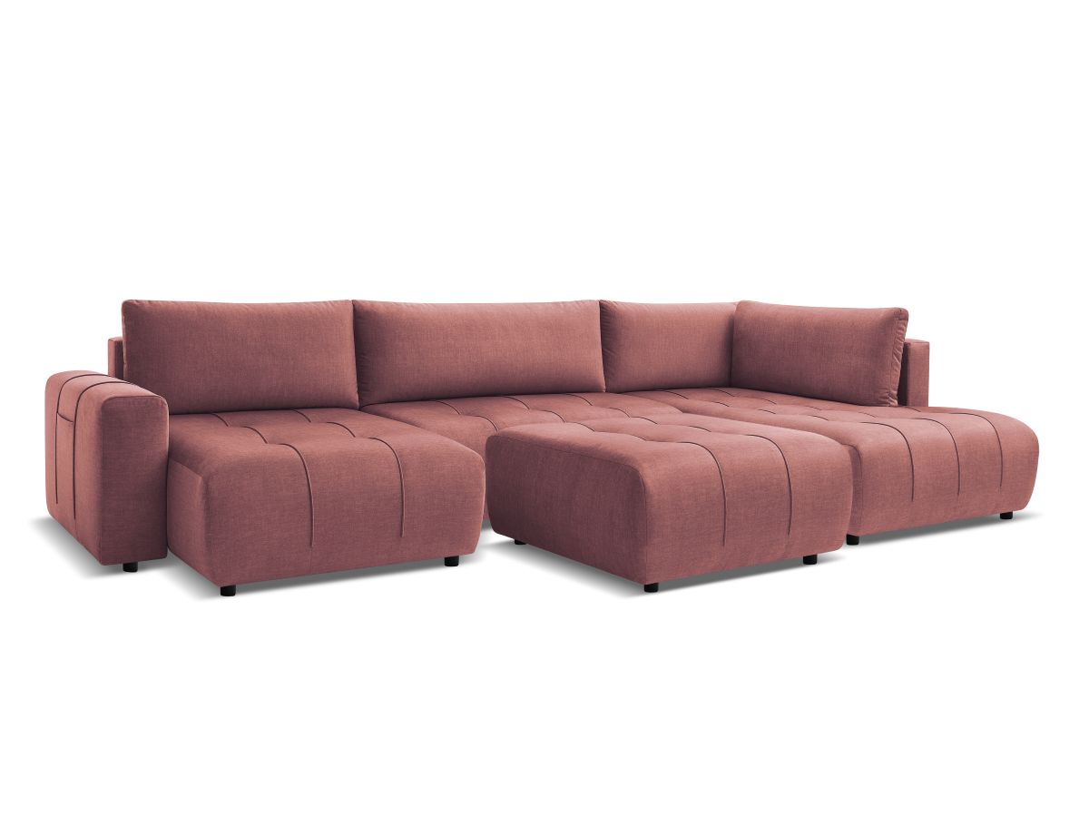Bobochic Arsene Wohnlandschaft mit Pouf Samt Orange Ecke links