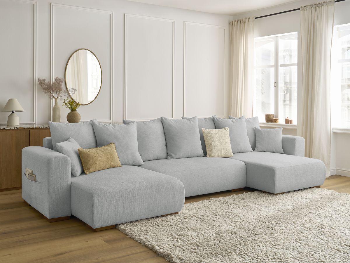 Bobochic Sidonie Wohnlandschaft Melange-Stoff Hellgrau