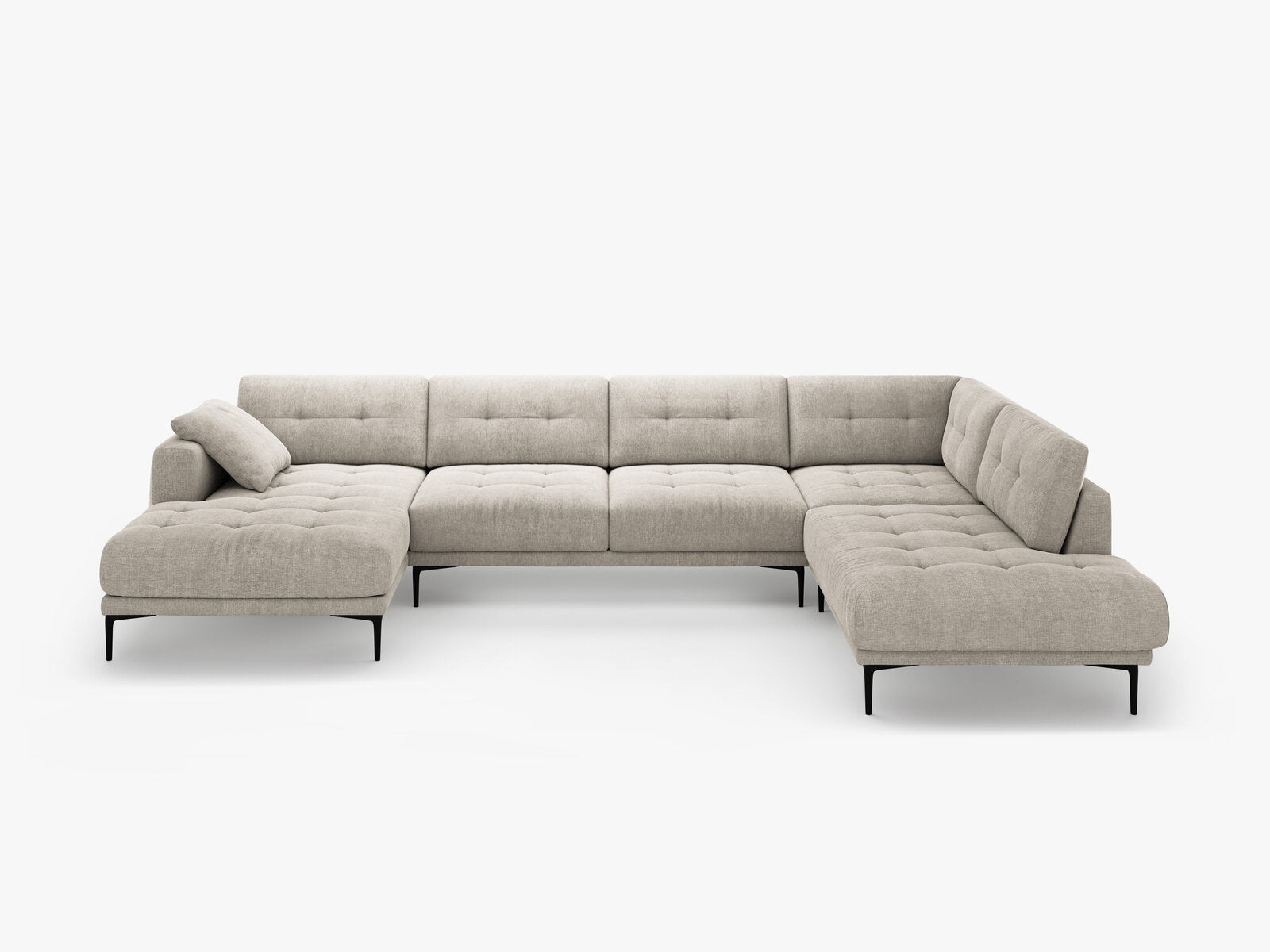 Micadoni Panorama Ecksofa Bemy 7-Sitzer Rechts Strukturierter Stoff Beige
