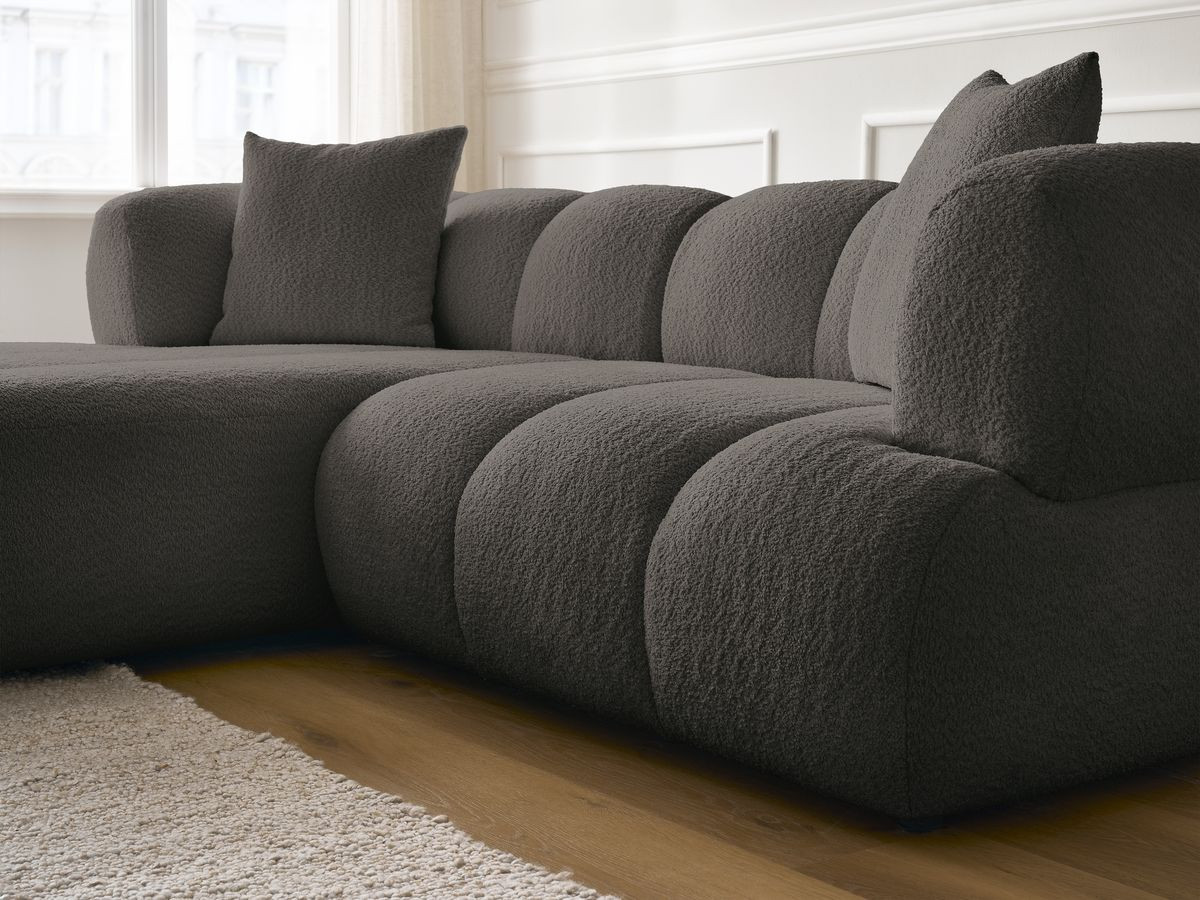 Bobochic Pamira Ecksofa Bouclé-Stoff Braun Ecke links