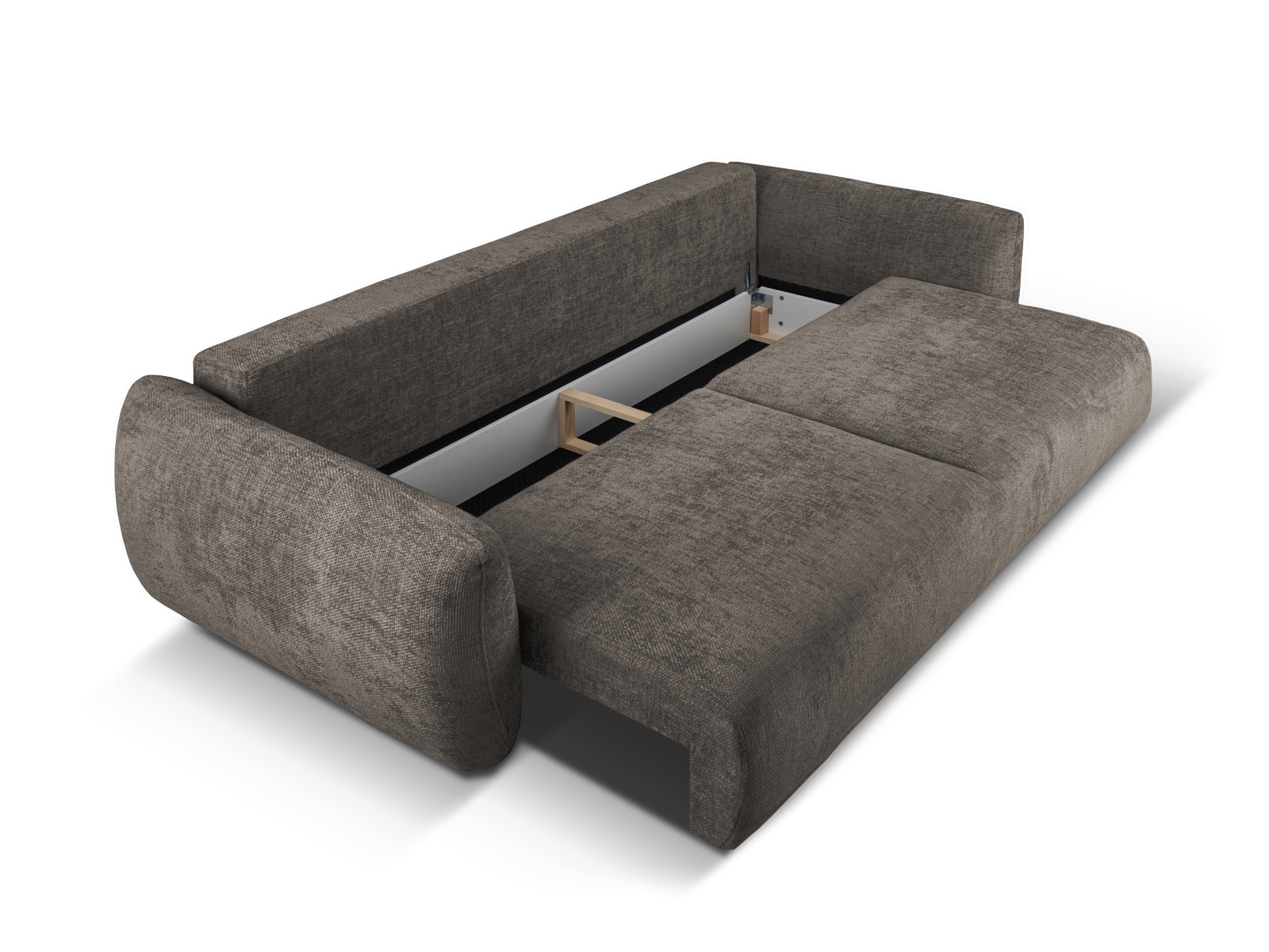 Cosmopolitan Design Schlafsofa Matera 3-Sitzer mit Bettkasten Chenille Eden Hellgrau