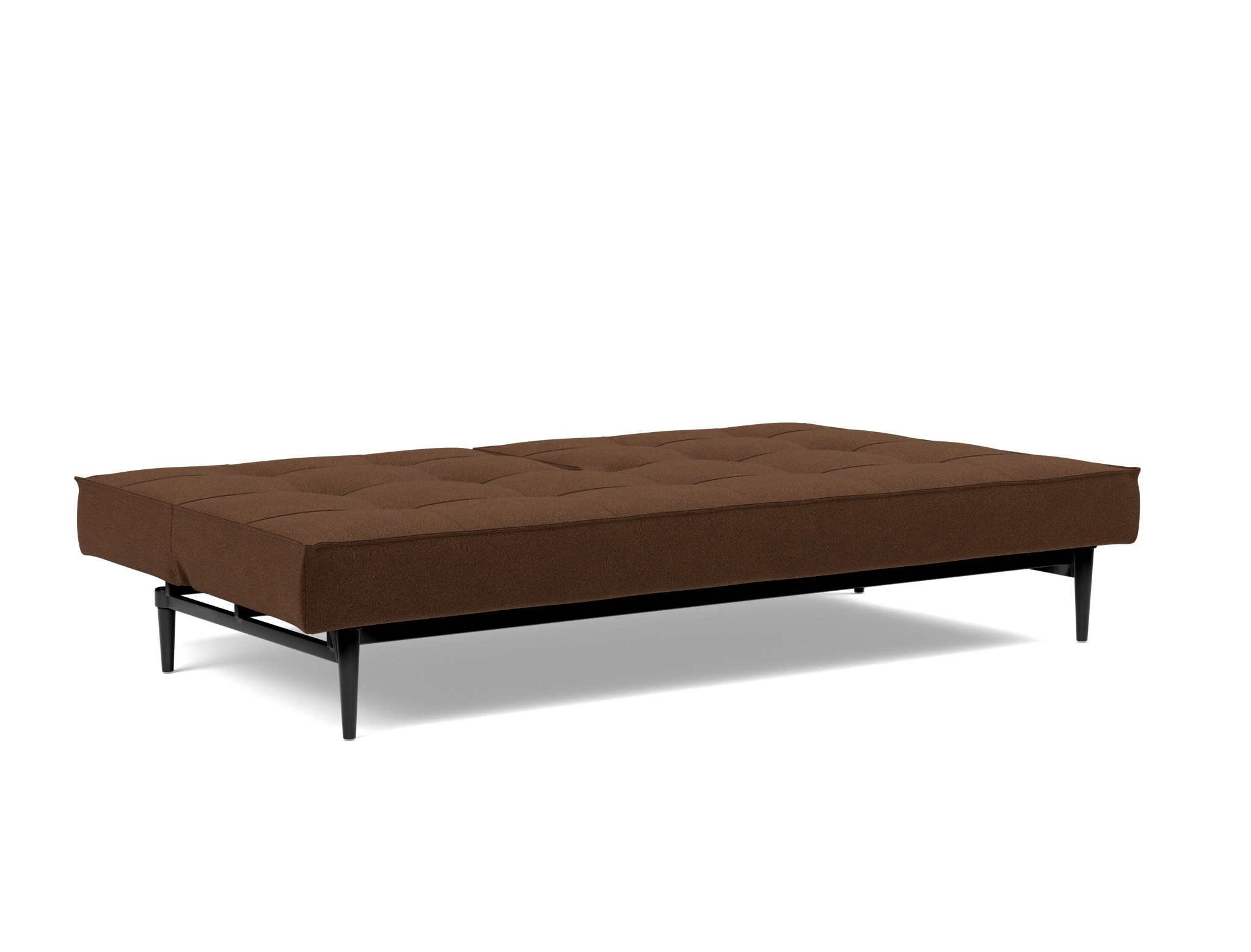 Schlafsofa Splitback Strukturierter Stoff Taura 359-Cappuccino Beine Styletto Eiche schwarz